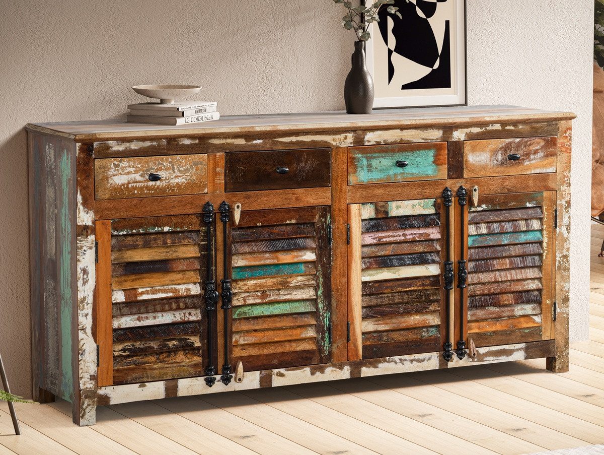 Main Möbel Sideboard Sideboard 182x90cm 'Hawkins' recyceltes Altholz mehrfarbig lackiert (1 St)