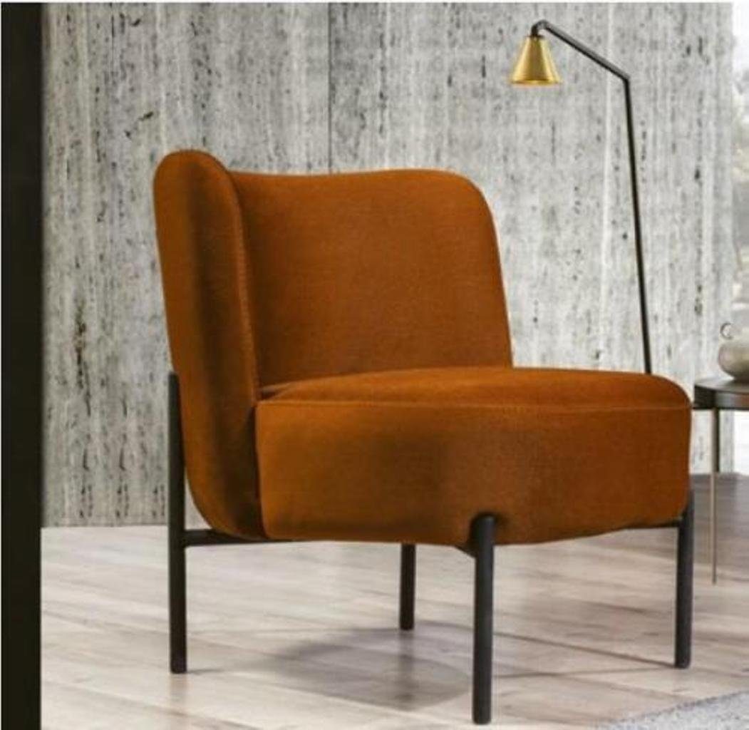 JVmoebel Sessel Brauner Luxus Sessel Designer (1-St., Textil Made Möbel Fernseh Einsitzer Sessel), in 1x Lounge nur Europa