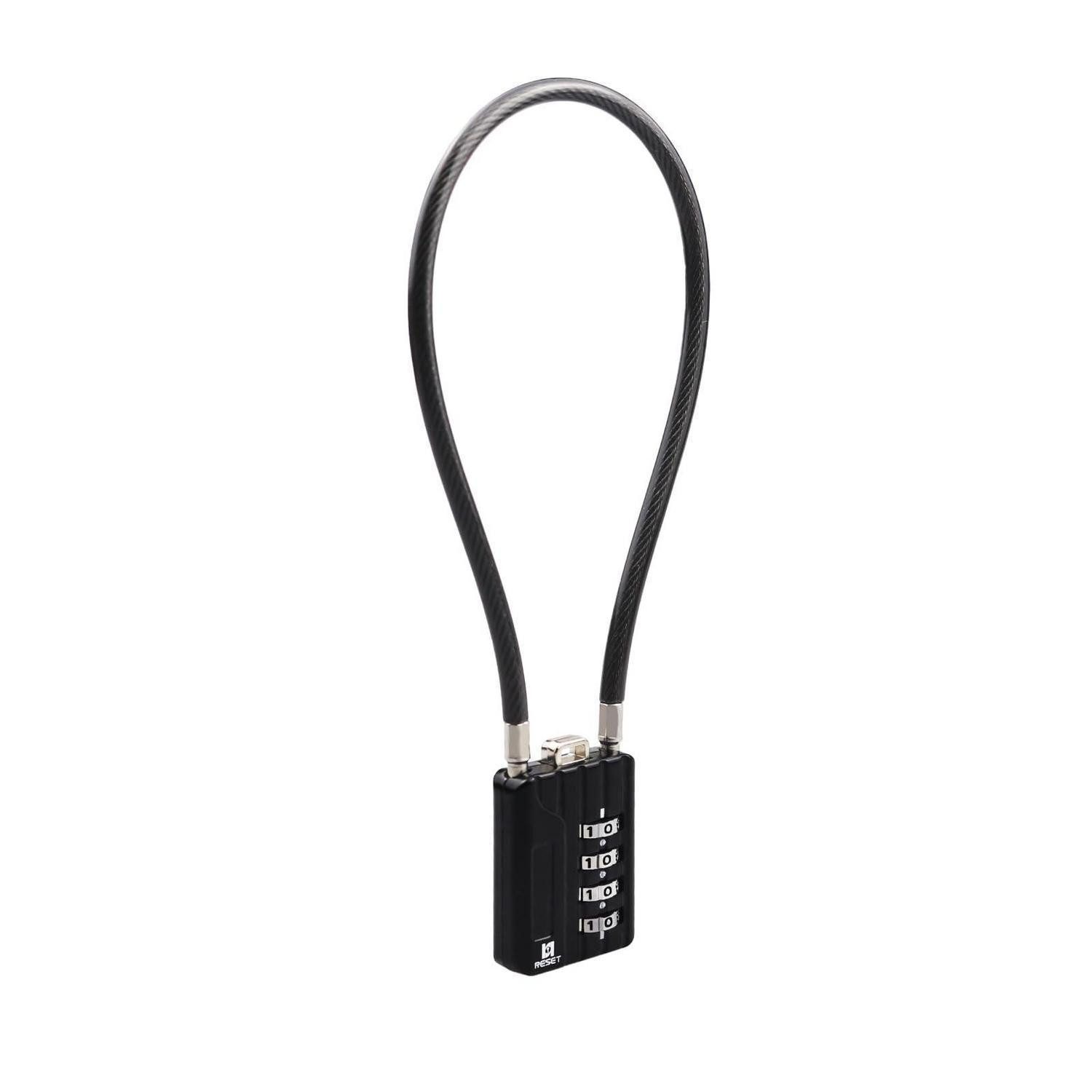 LuxusKollektion Zahlenkabelschloss Zahlenschloss mit Kabel 4-stellig 30cm Schwarz