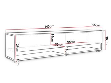 MIRJAN24 TV-Schrank A140 TV Schrank, Fernsehschrank, Grifflose Öffnen, Hängeschrank
