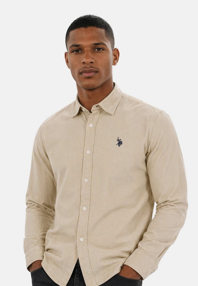 U.S. Polo Assn. Langarmhemd USPaarker Herren Cordhemd Baumwolle – Hemd mit Stretch und Knopfleiste Weiches Cordhemd mit Hemdkragen und Logostickerei