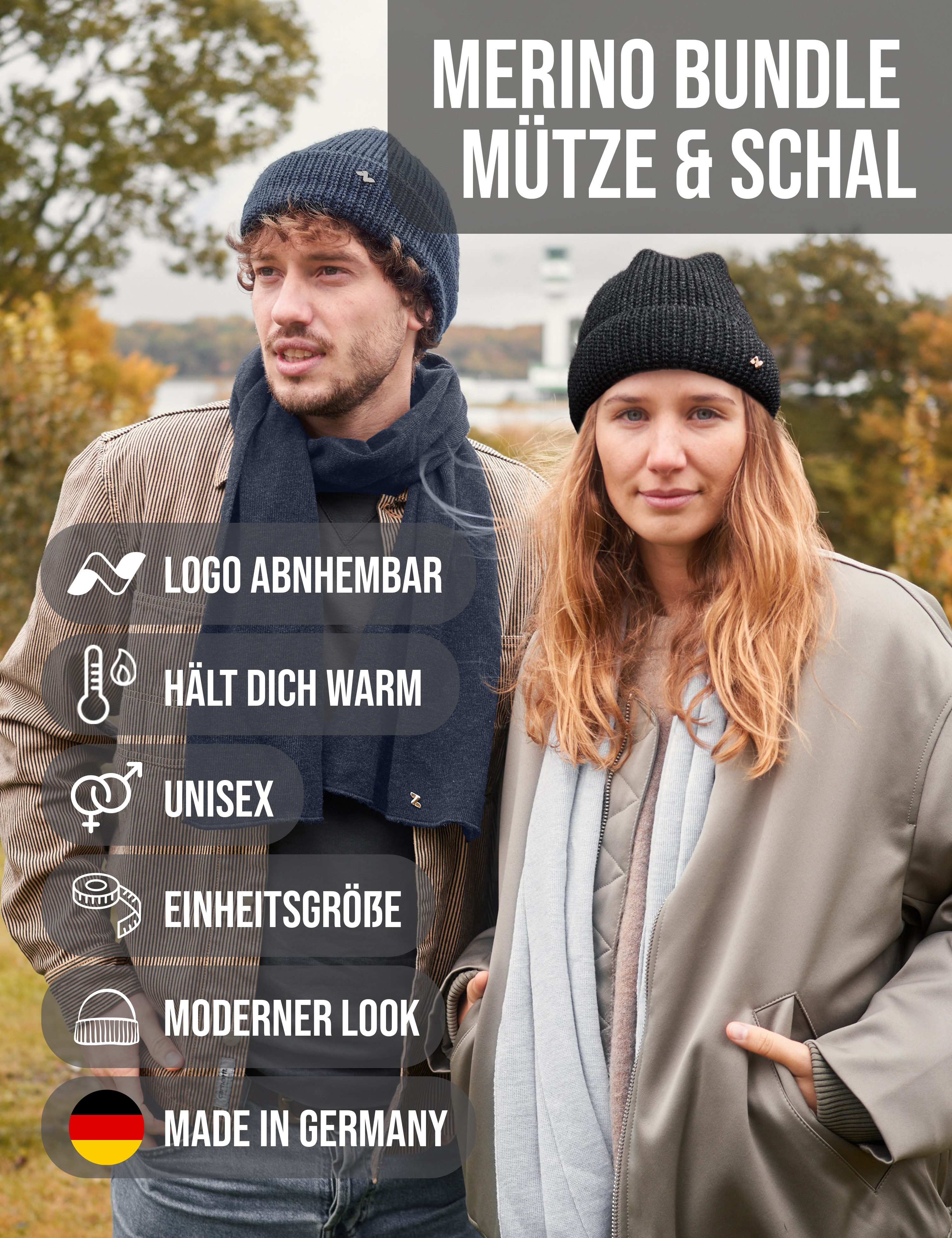 NYTTED® Strickmütze Merino Mütze & Schal Set