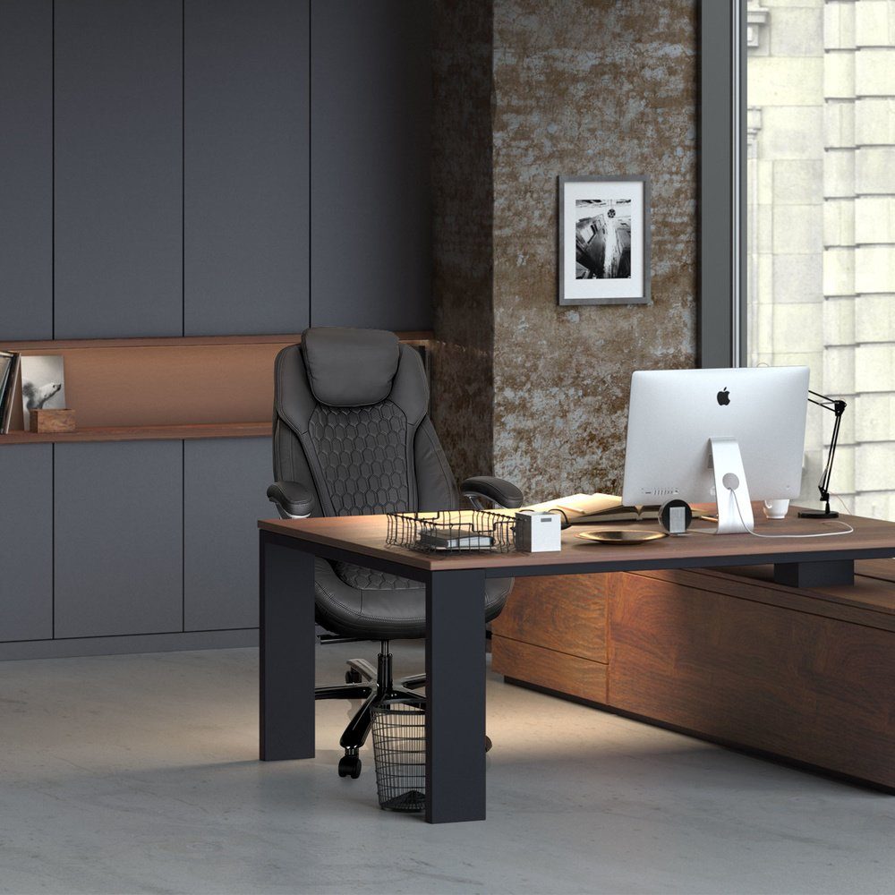Drehstuhl XXL Bürostuhl hjh PULLMANN Mattgrau XXL OFFICE ergonomisch (1 St), Chefsessel Kunstleder Drehstuhl