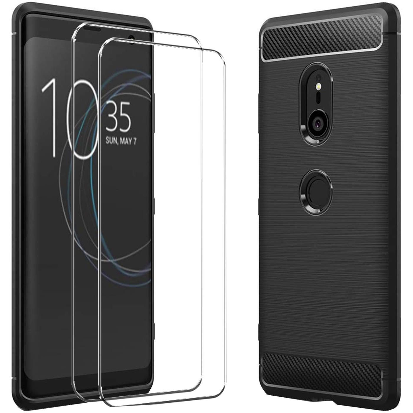 Handyhülle Schwarz als 2in1 Schutz Cover Set für das Sony Xperia 1 III