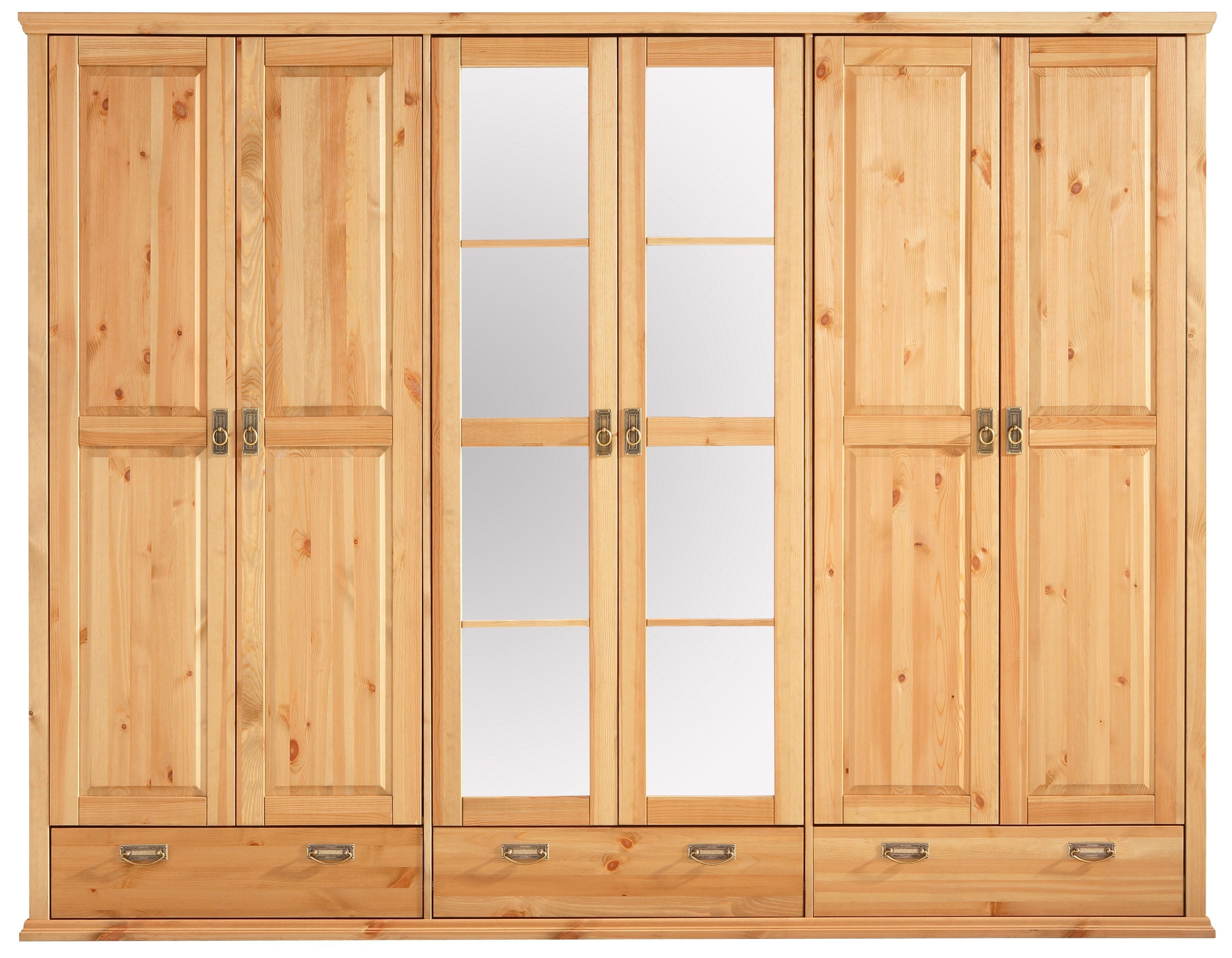 OTTO home Kleiderschrank Madrid (3 Breiten: 90/164/245 cm H/T ca.190/59 cm) aus massiver Kiefer, in 3 Breiten mit Spiegeltüren