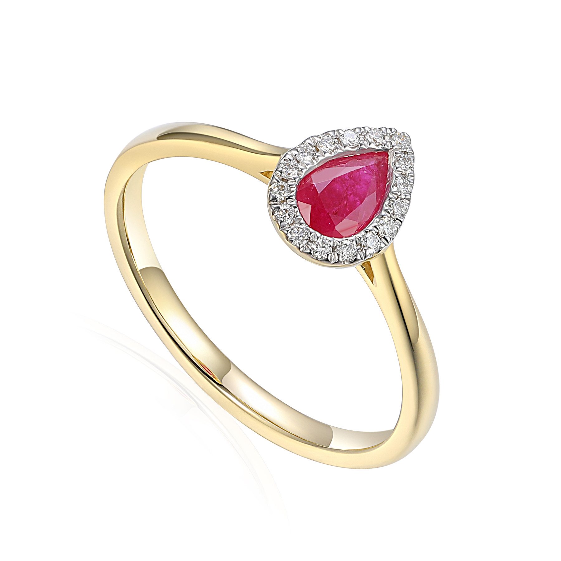 Stella-Jewellery Solitärring 585er Gold Damenring mit tropfenförm. u. Diamanten (inkl. Etui, Rubin ca. 0,47 ct. - inkl. Etui), Rubin 0,47ct. und Diamanten 0,07ct. (Brillantschliff)