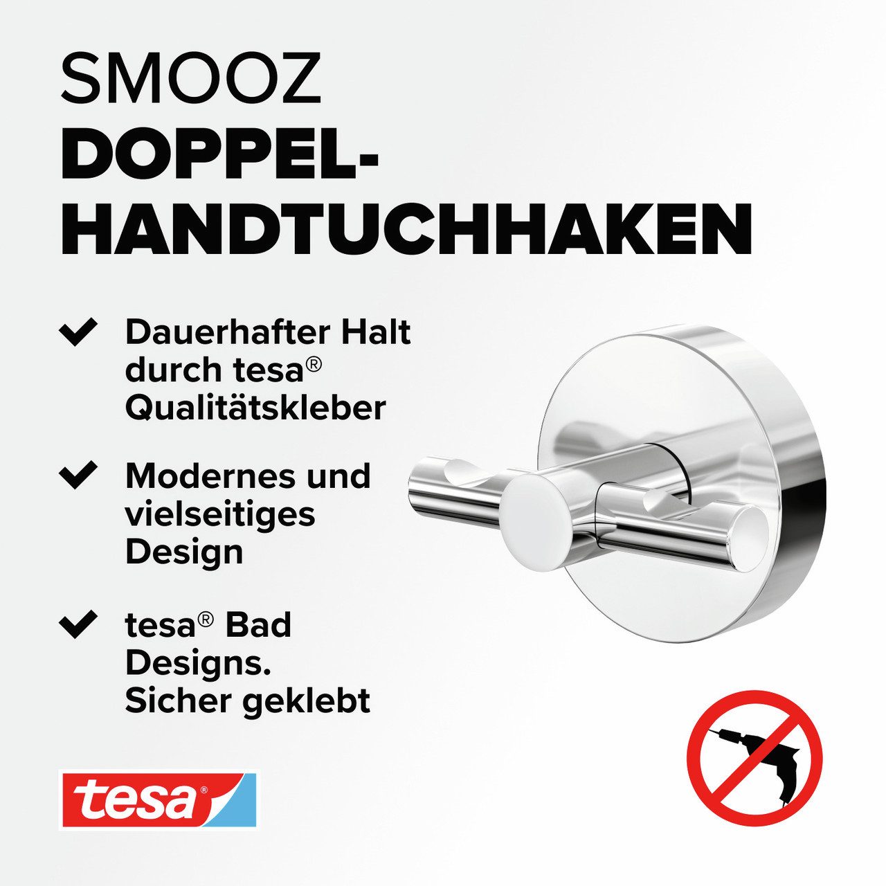 Tesa Handtuchhaken Smooz Verchromt inkl. Klebelösung günstig online kaufen