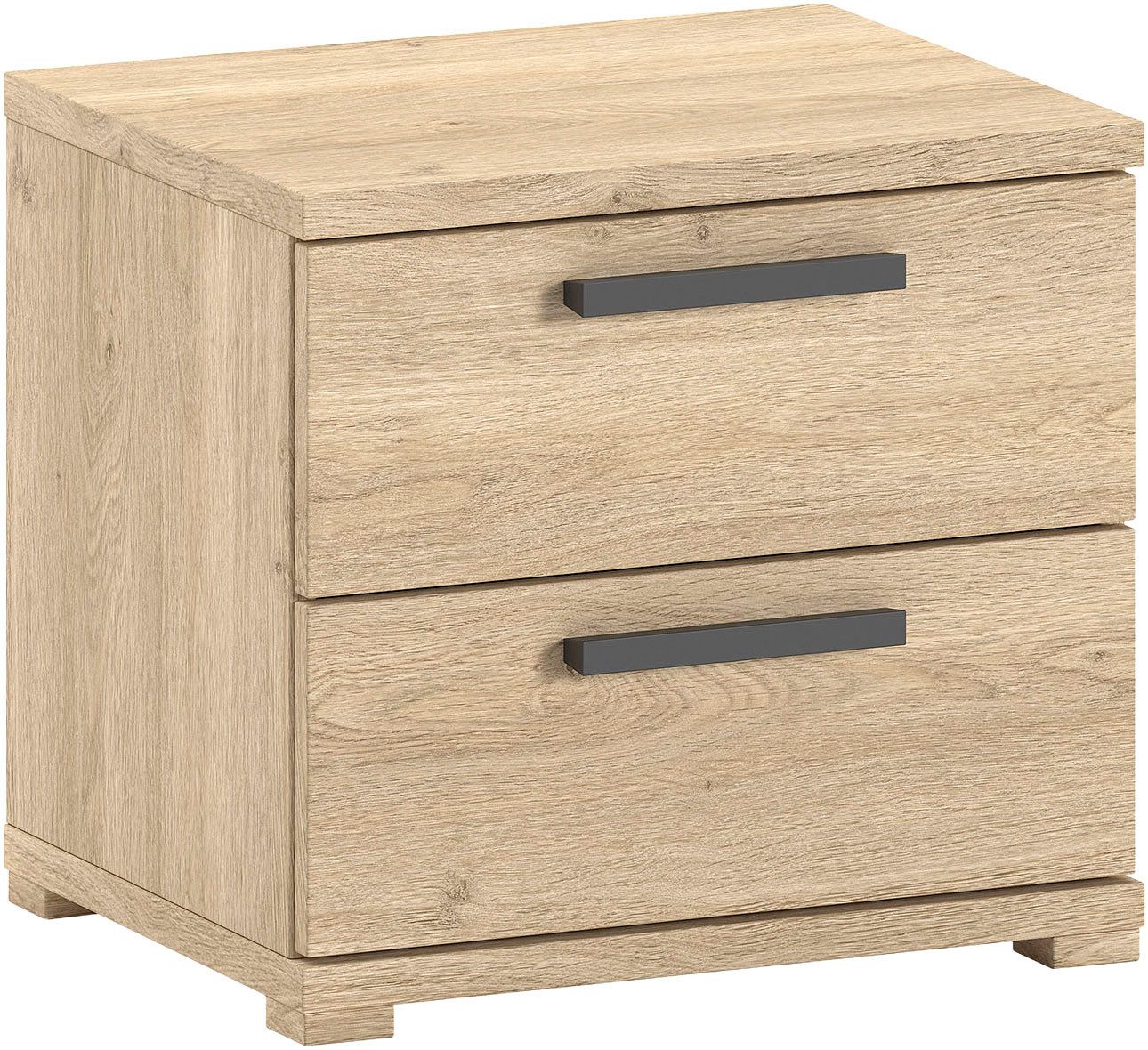 Vipack Nachtschrank SAM mit 2 geräumigen Schubladen, universell einsetzbar (B/H/T ca. 50x46,7x39 cm) Schubladen mit Soft-Close) Pflegeleichte Oberfläche in Eiche Dekor
