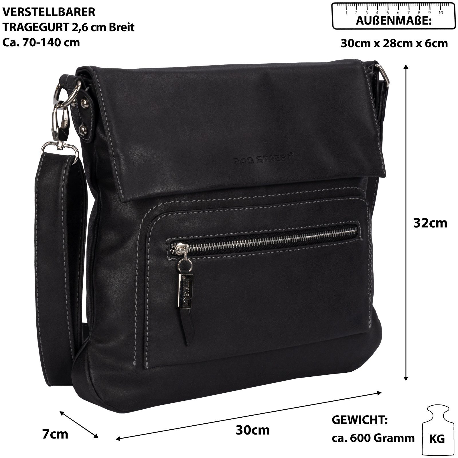 BAG STREET Sporttasche Bag Street Damentasche Umhängetasche Handtasche Schultertasche, als Schultertasche, Umhängetasche tragbar
