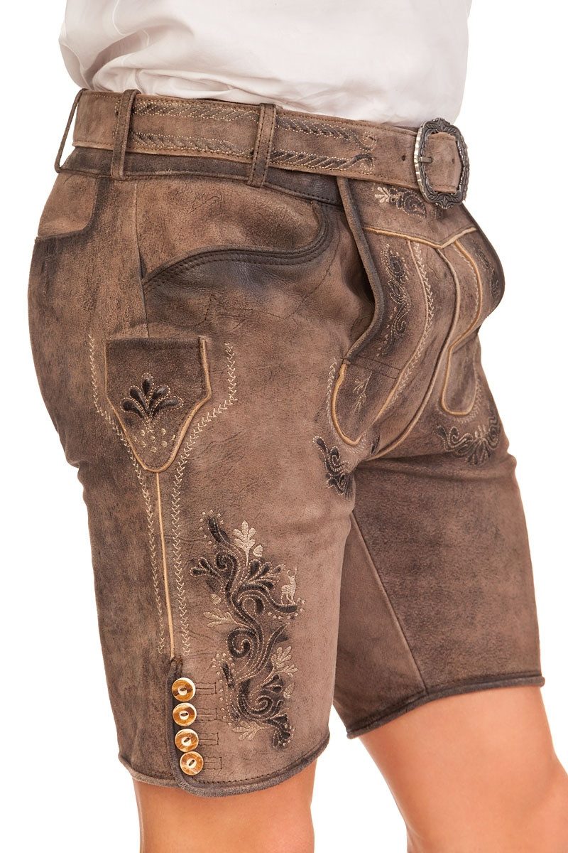 MarJo Trachtenlederhose Lederhose Herren kurz - ANTON - nuss