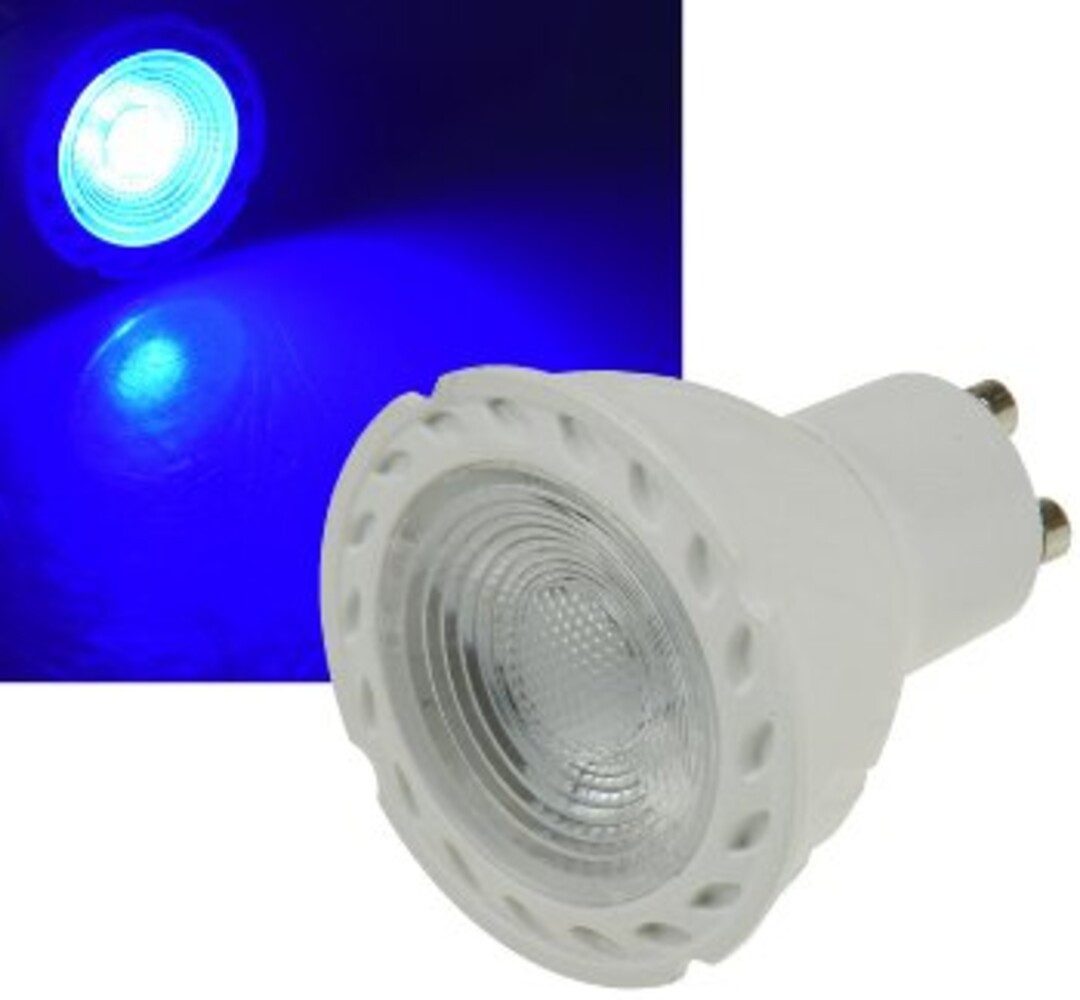 ChiliTec LED-Leuchtmittel GU10, 5W, 1000K, 120lm, blau, warmweiß, ø50mm, GU10, warmweiß