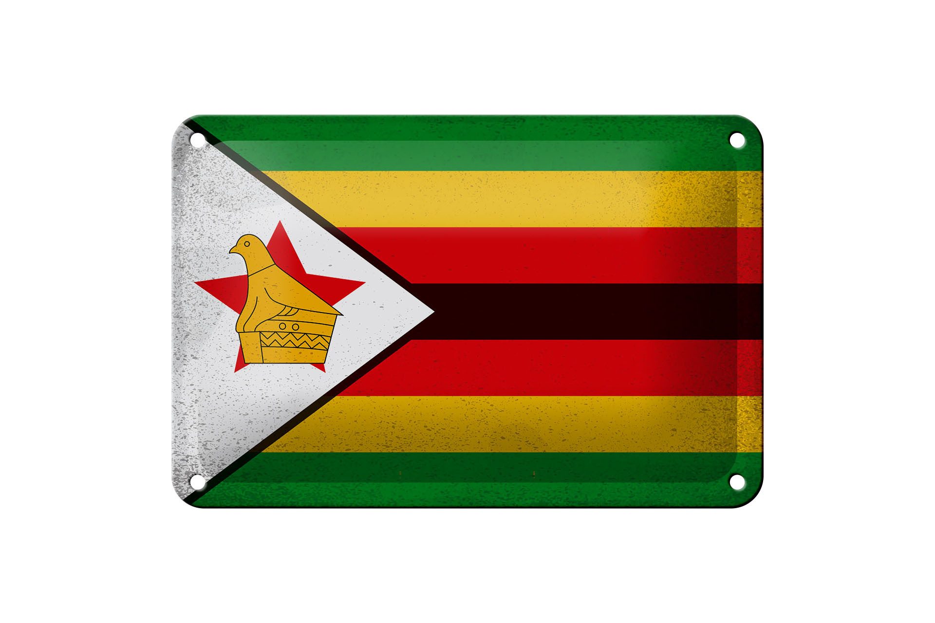 Femer GmbH Metallschild Flagge Simbabwe 18x12cm Flag Zimbabwe Vintage, (1 St), gewölbte Oberfläche, abgerundete Ecken, umgeschlagene Kanten