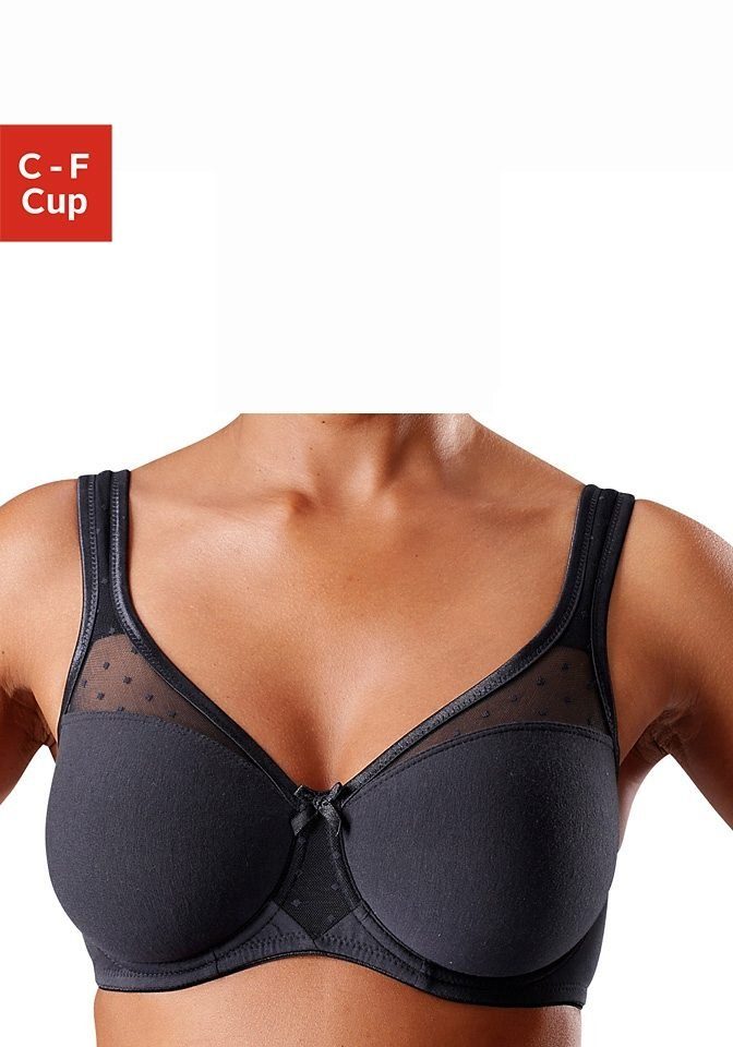 Minimizer-BH mit Nuance Dessous Netzeinsatz, und Bügel gepunktetem Basic schwarz