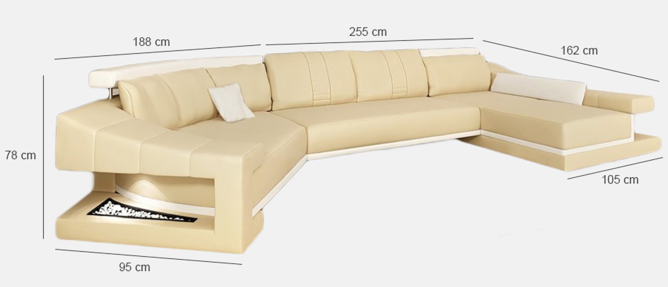 JVmoebel Ecksofa Ledersofa Wohnlandschaft XXL Ecksofa Bigsofa Couch Designersofa, Made In Europe