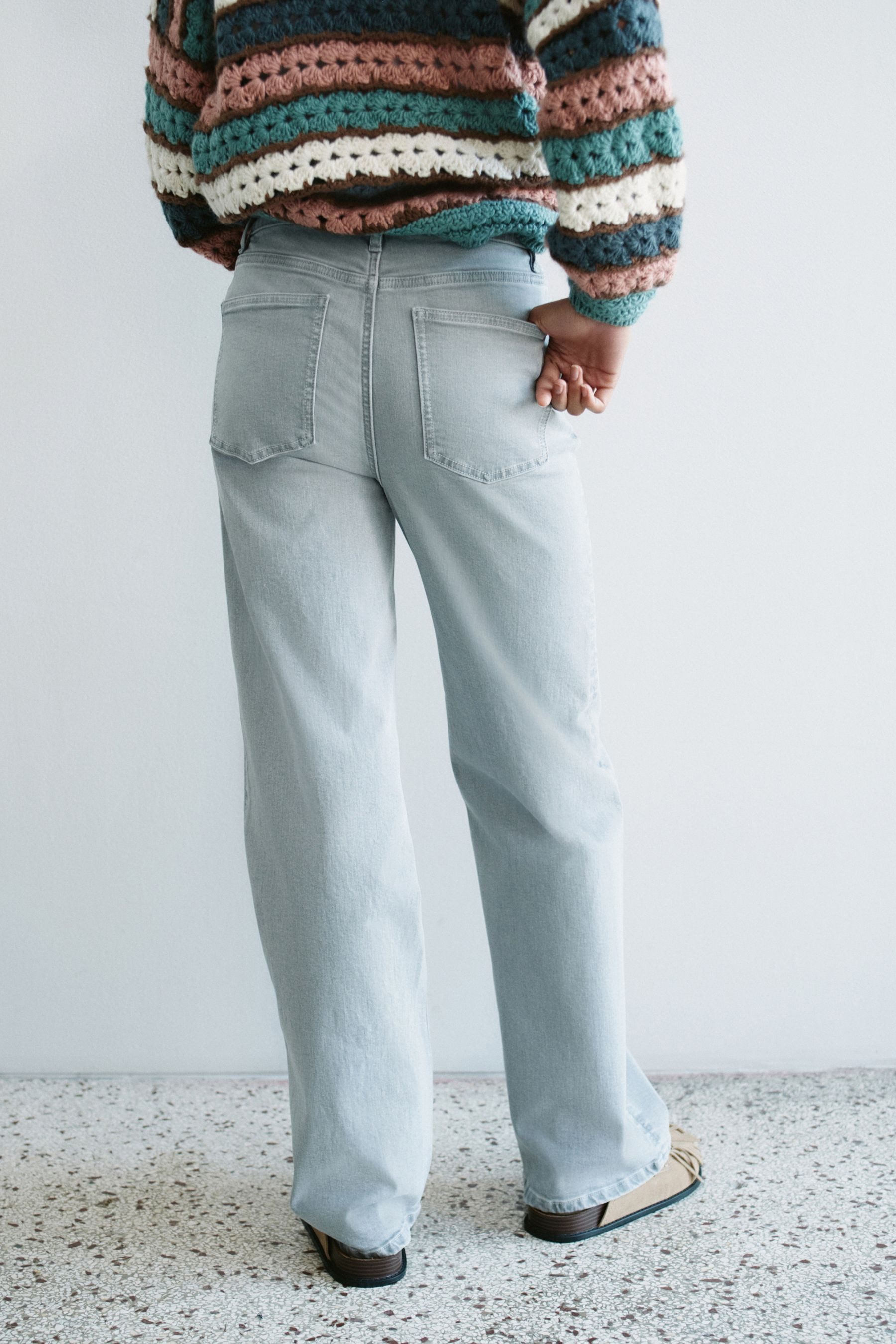 Next Stretch-Jeans Hochbund-Jeans mit weitem Bein, Kurzgröße (1-tlg)