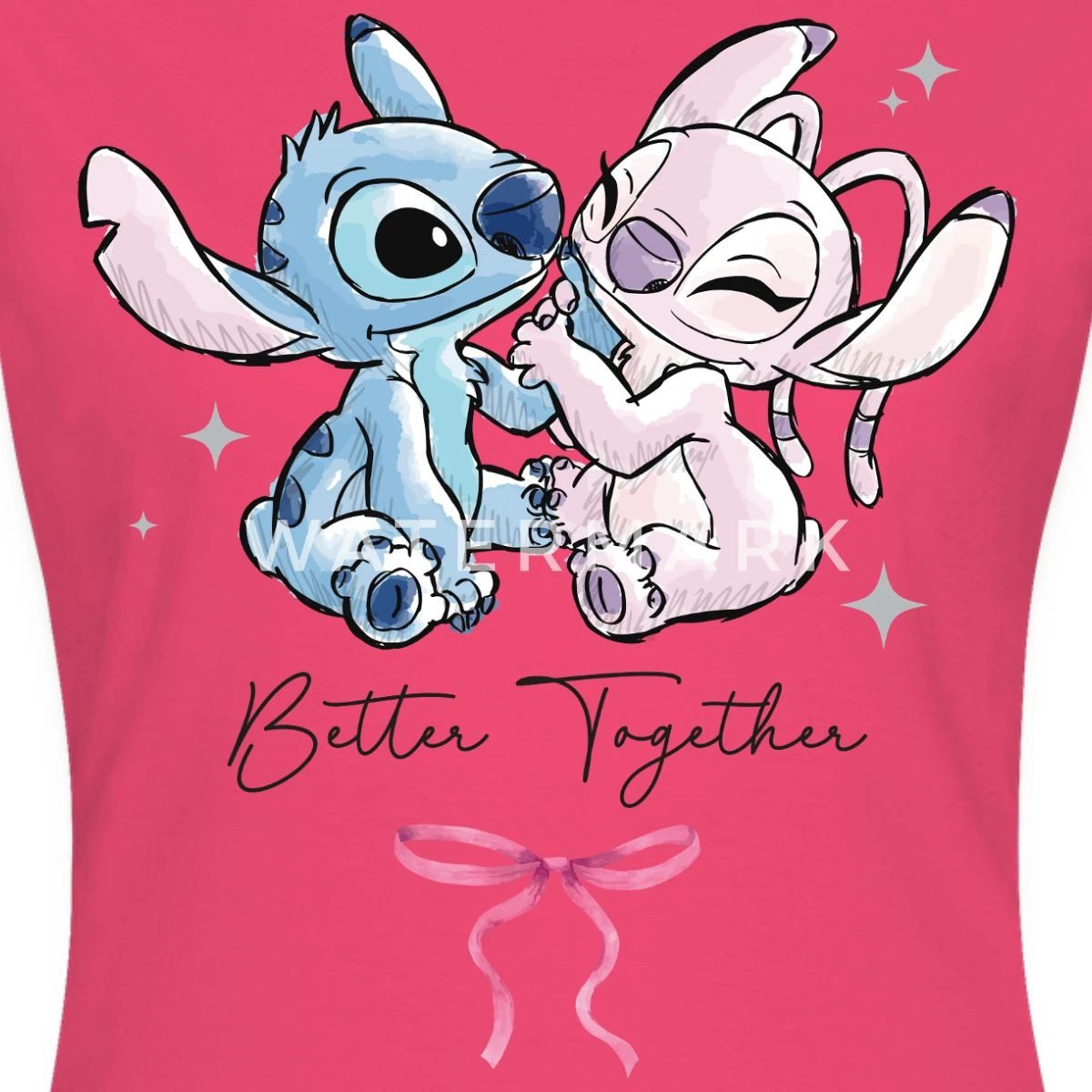 Spreadshirt T-Shirt Lilo & Stitch, Angel Und Stitch Better Together Frauen T-Shirt (1-tlg) Slim Fit, fällt klein aus