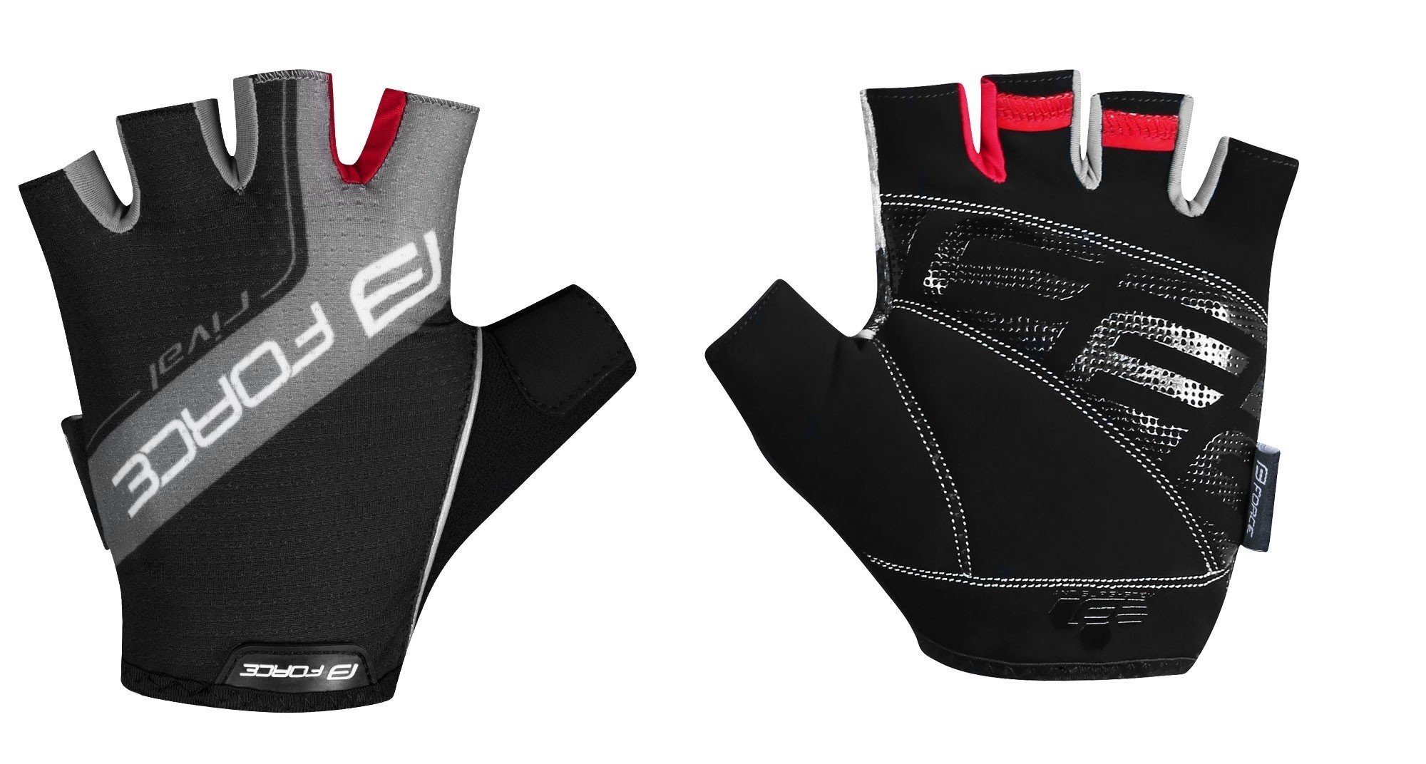 grau FORCE Handschuhe RIVAL - FORCE Fahrradhandschuhe schwarz Kurzfinger