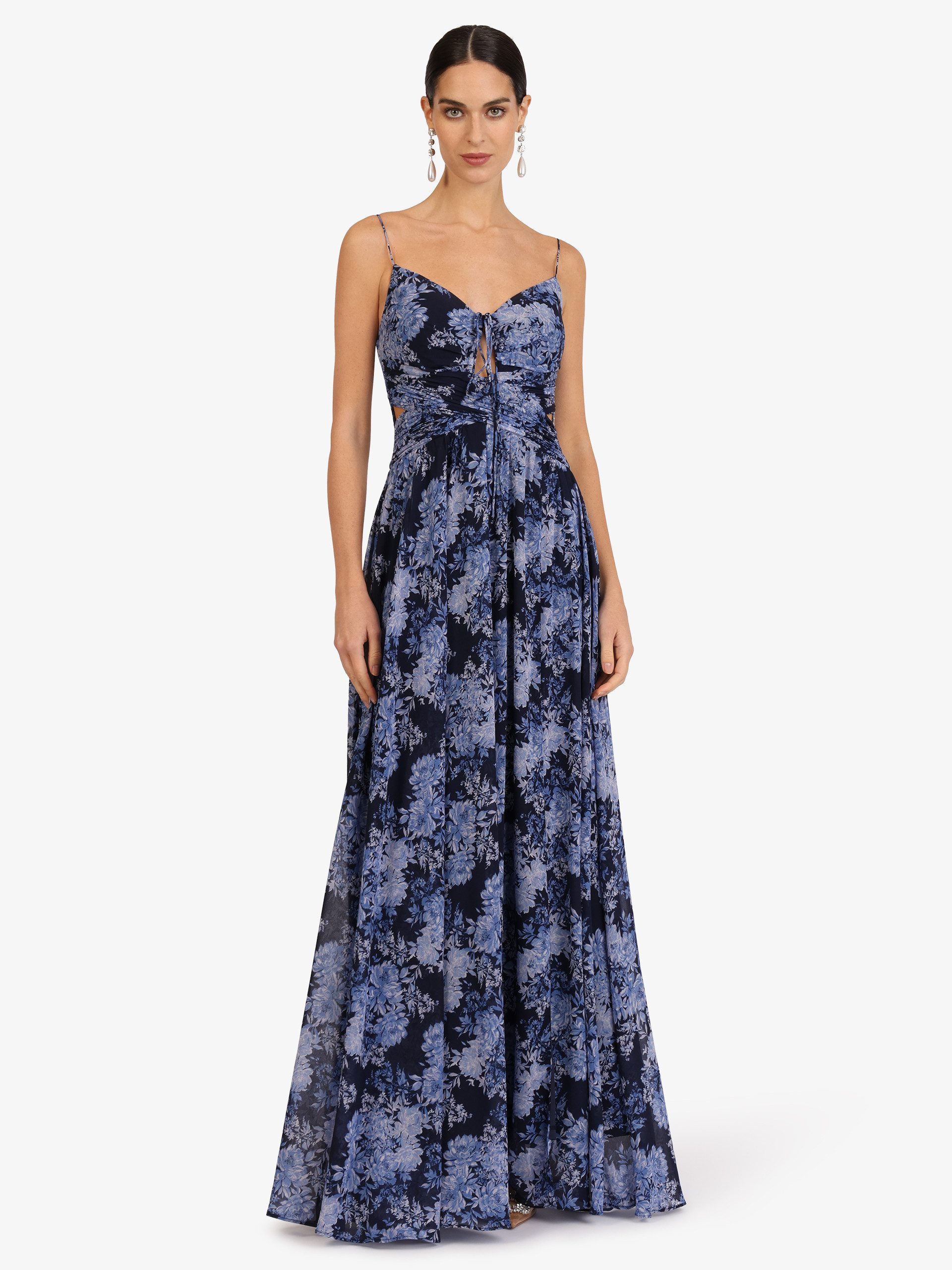 Kraimod Abendkleid mit Spaghettiträgern und Schlitz