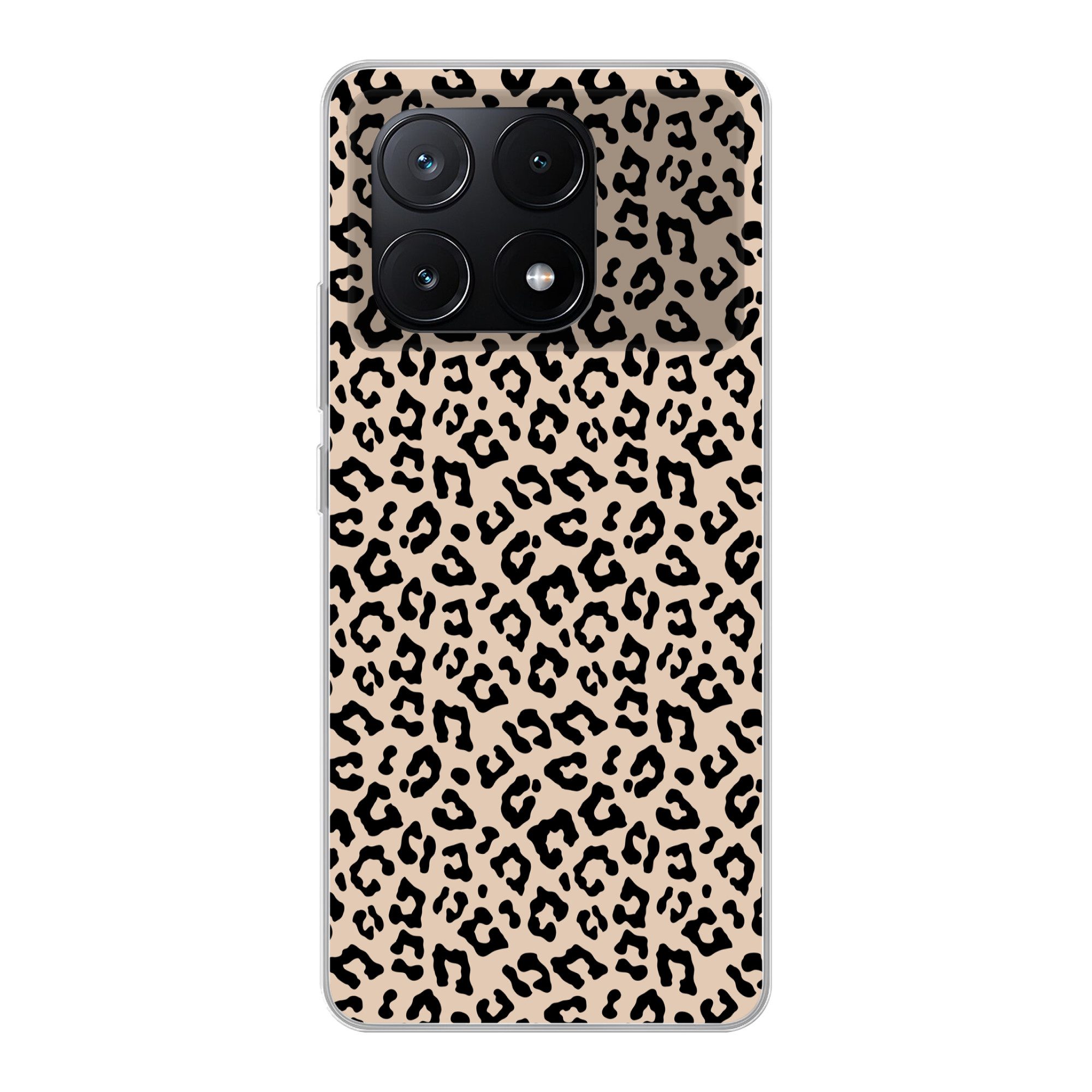 MuchoWow Handyhülle für Xiaomi Poco X6 Pro Pantherdruck - Schwarz - Braun - Tierdruck, Handy Case, Silikon, Bumper Case Dünn