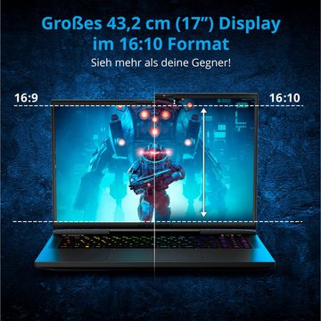 ERAZER Beast X40e Gaming-Notebook (43.2 cm/17 Zoll, Intel Core i7, Nvidia GeForce RTX 4070, 1000 GB SSD, QHD Display 240Hz, 16GB, Windows 11BEAST_X40E)