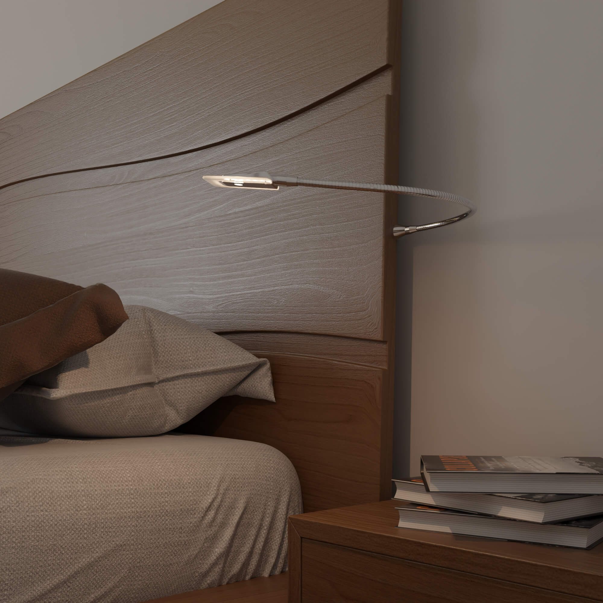 kalb Bettleuchte Diora Dual Bettleuchte Flexibel Leseleuchte Nachttischlampe, 1er Set chrom, warmweiß und neutralweiß