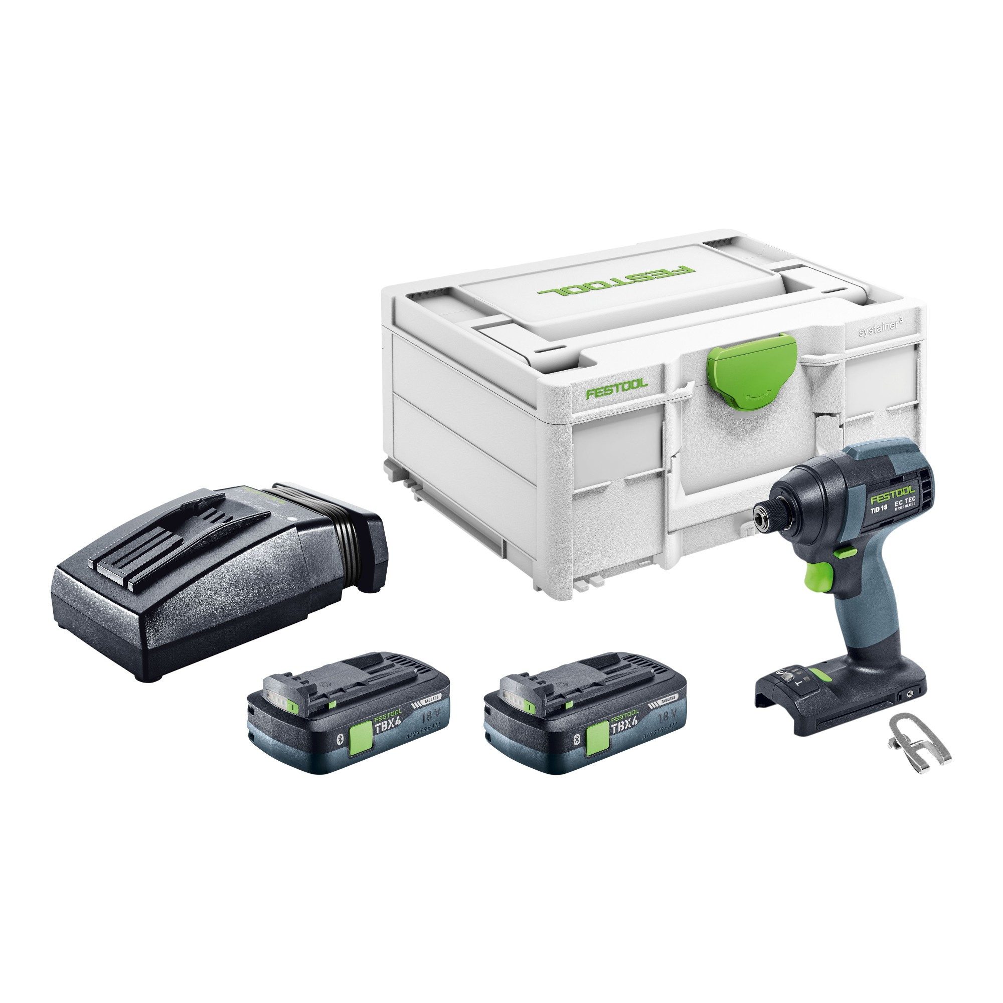 FESTOOL Akku-Schlagschrauber TID 18-Basic 18 V 180 Nm 1/4" + 2x Akku 4,0 Ah + Ladegerät + Systainer