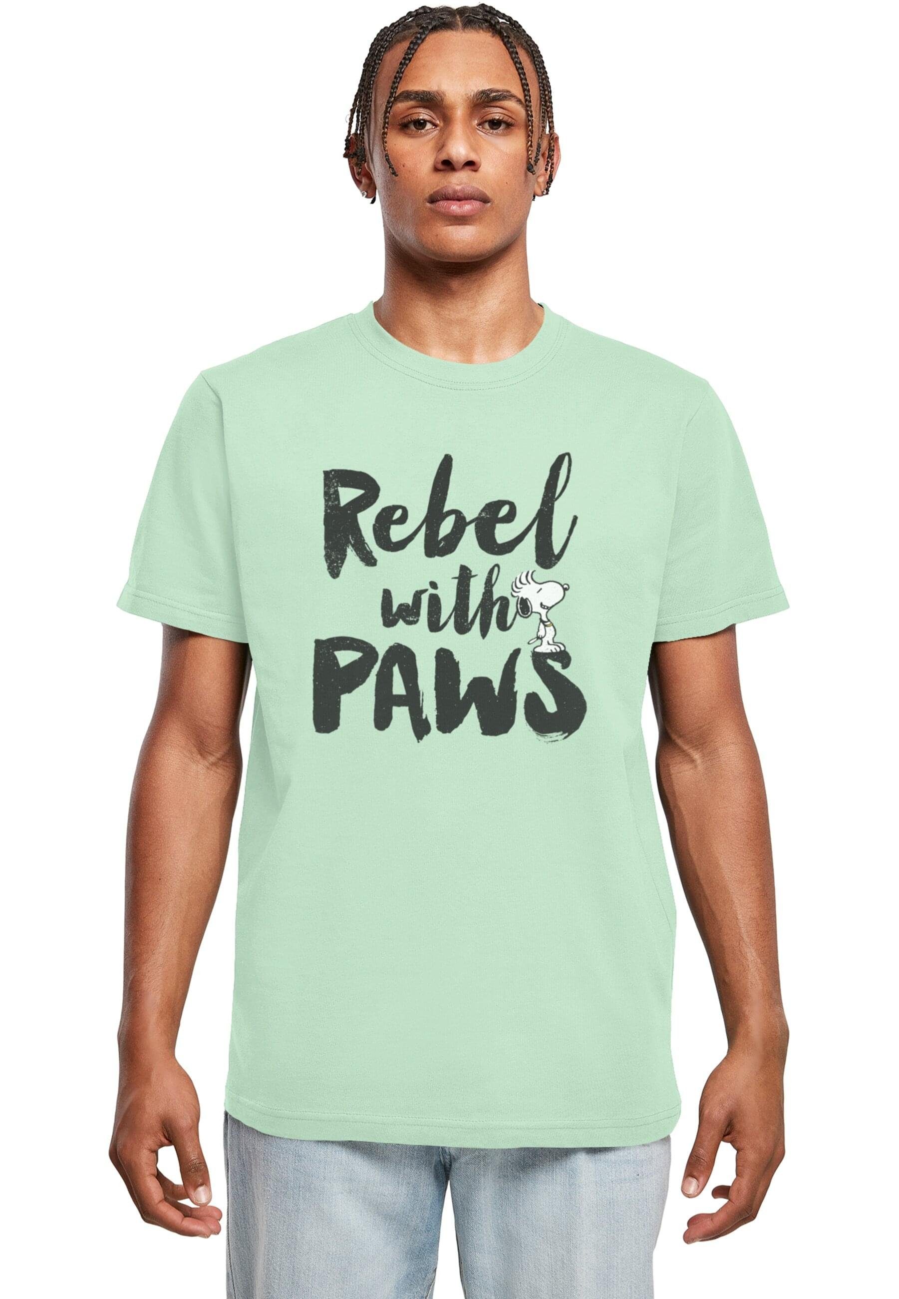 Merchcode T-Shirt Herren Peanuts - Rebel with paws T-Shirt Round Neck (1-tlg) neomint