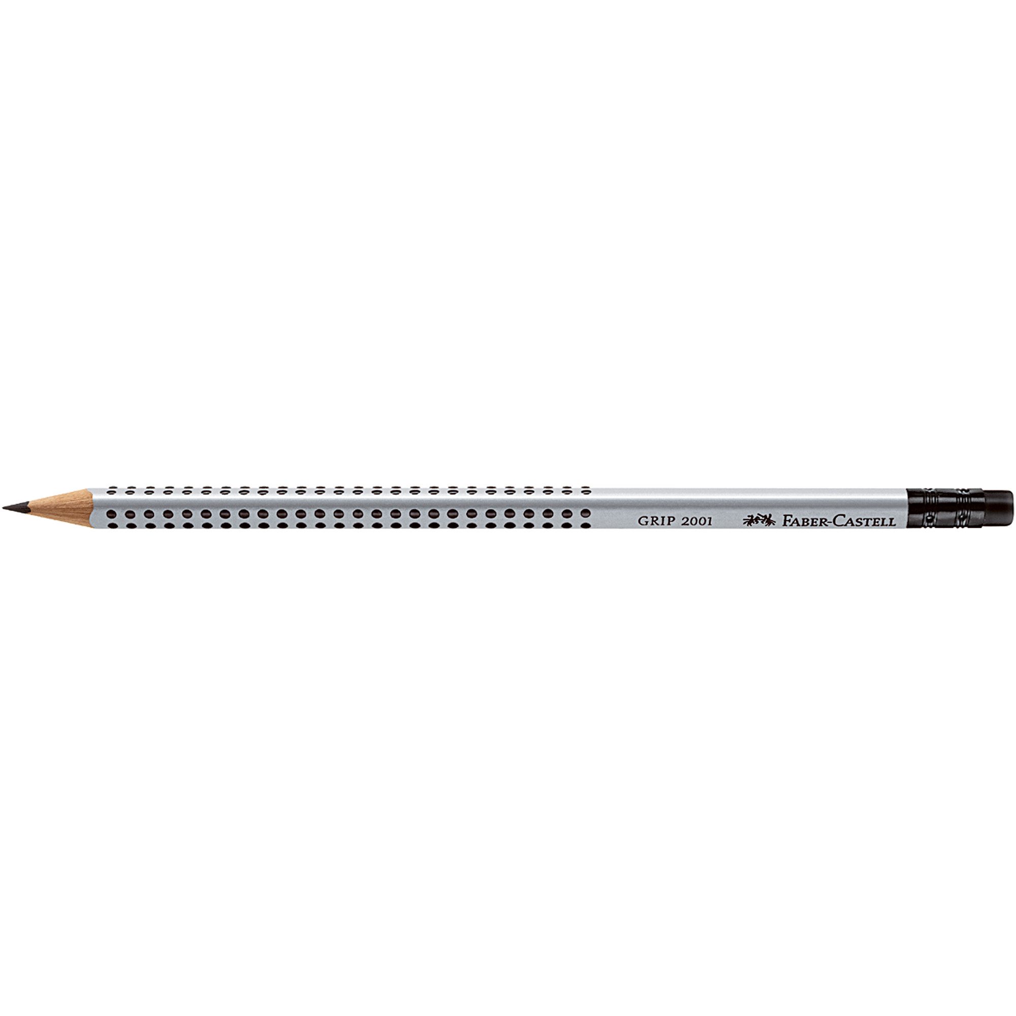 Faber-Castell Bleistift Faber Castell Bleistift Grip 2001 mit Gummitip HB silber