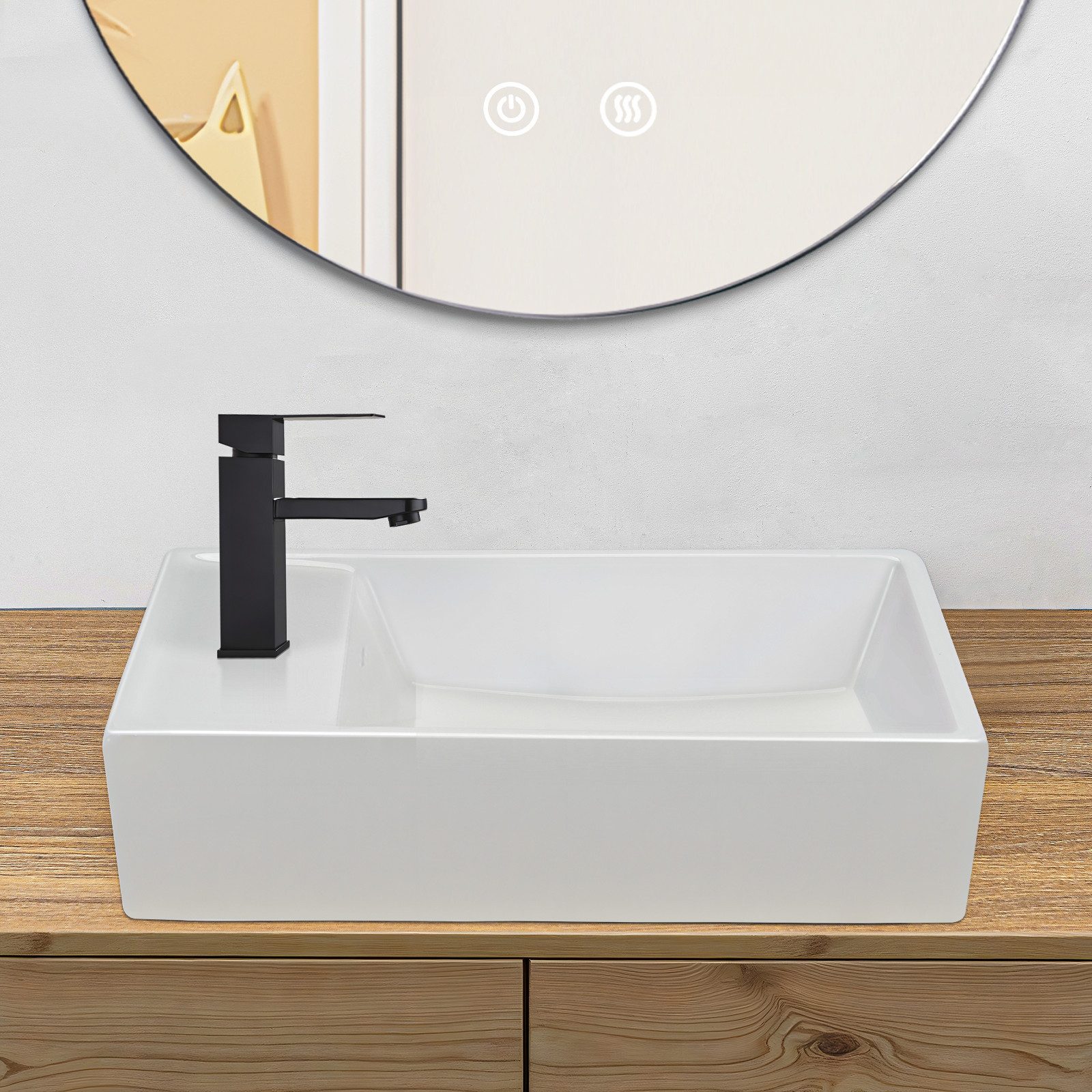 Nettlife Waschbecken Badezimmer Aufsatzwaschbecken Keramik Eckig günstig online kaufen