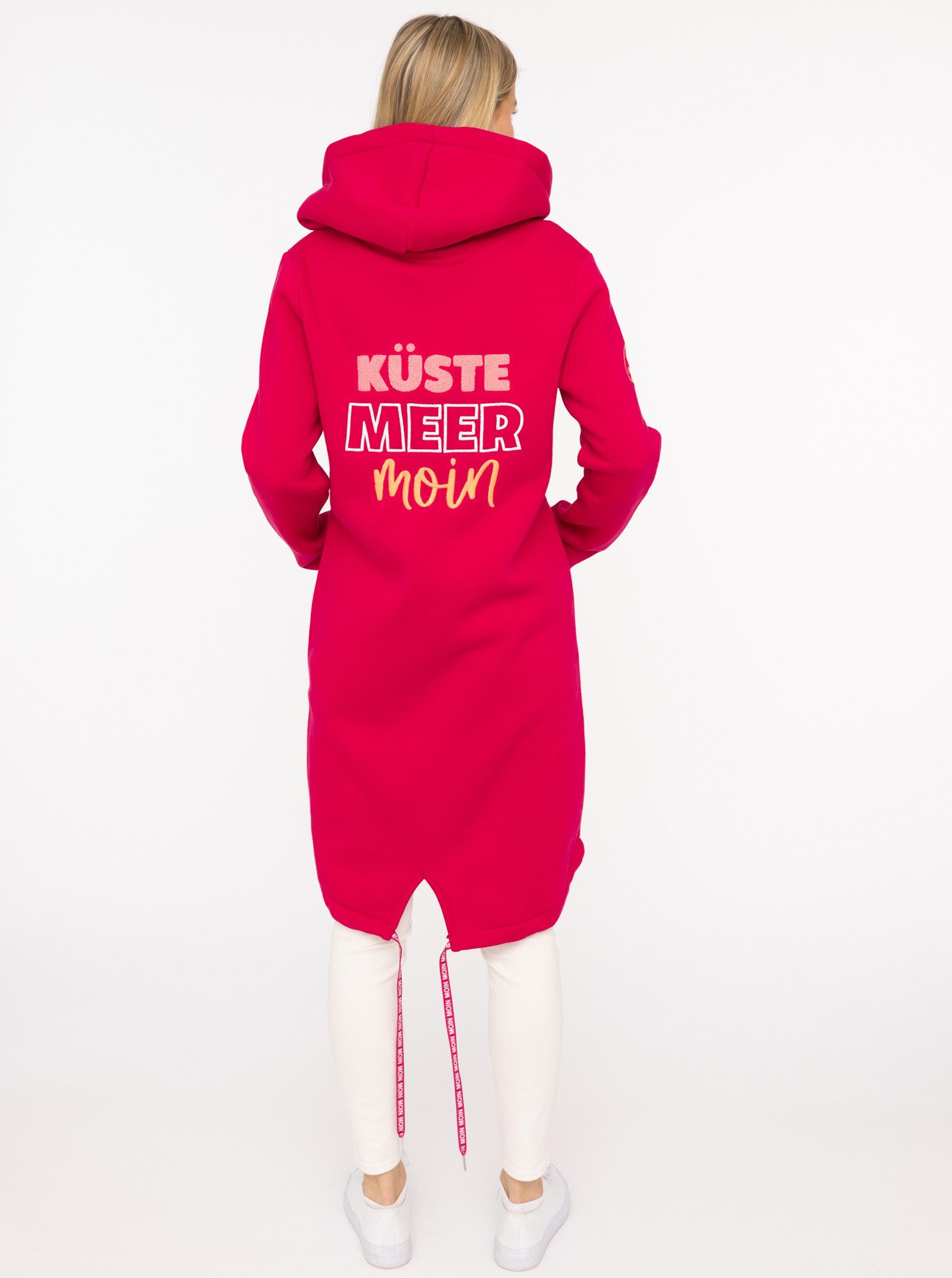 Zwillingsherz Jerseymantel "Küste Meer Moin" mit großem Motiv am Rücken