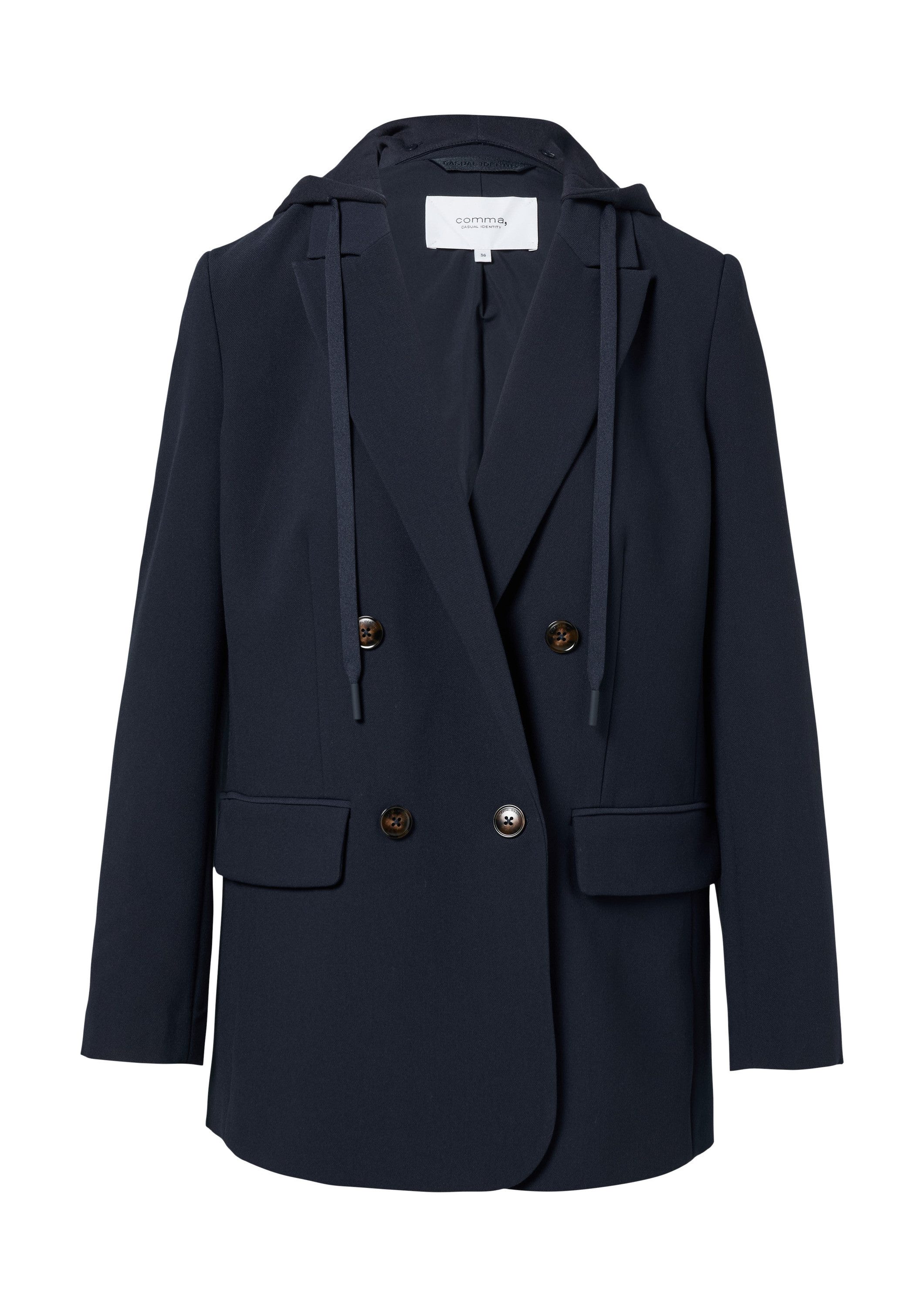 comma Jackenblazer Indoor-Blazer Doppelreihiger Blazer mit abnehmbarer Kapu günstig online kaufen