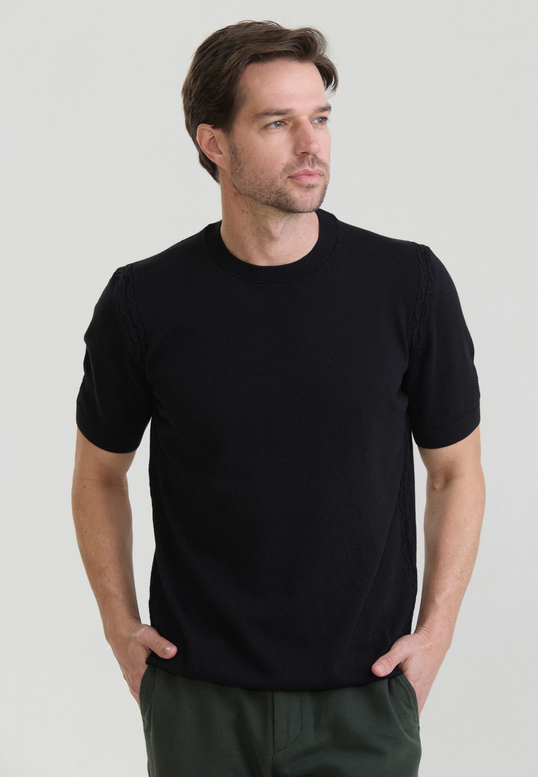Felix Hardy T-Shirt Basic-Strick-T-Shirt mit Rundhalsausschnitt