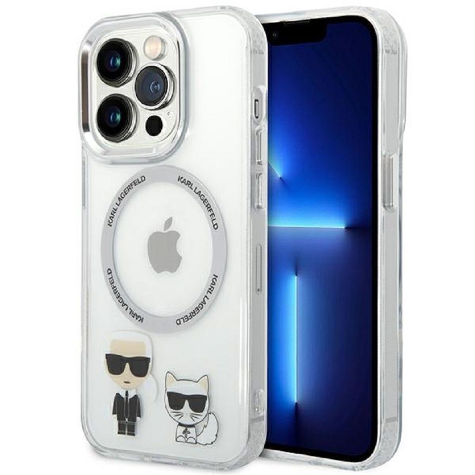 KARL LAGERFELD Handyhülle Case MagSafe Katze transparent iPhone 14 Pro 6,1 Zoll, Kantenschutz