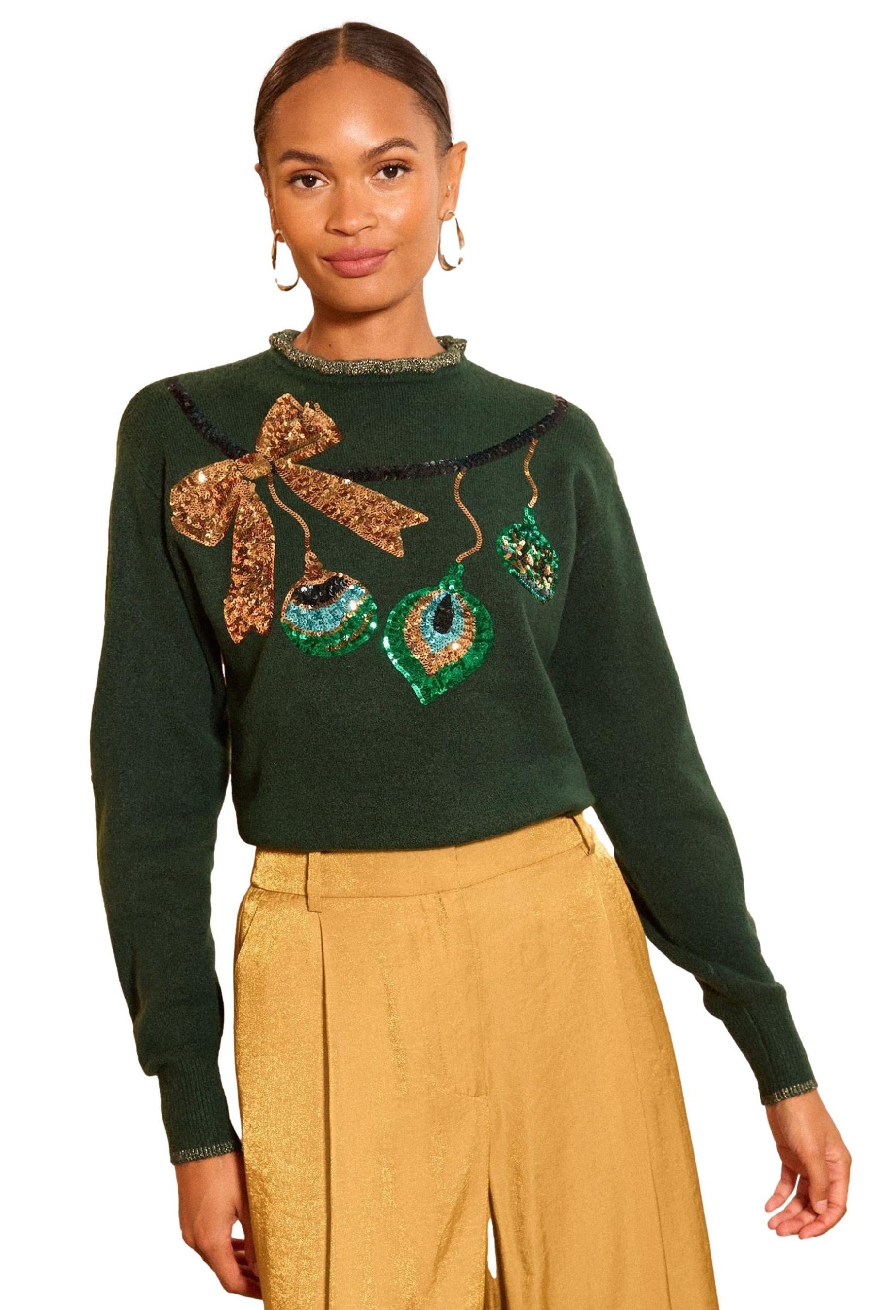 Christmas Forest Green Sequin Bauble