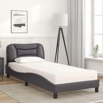 vidaXL Bett Bett mit Matratze Grau 80x200 cm Kunstleder