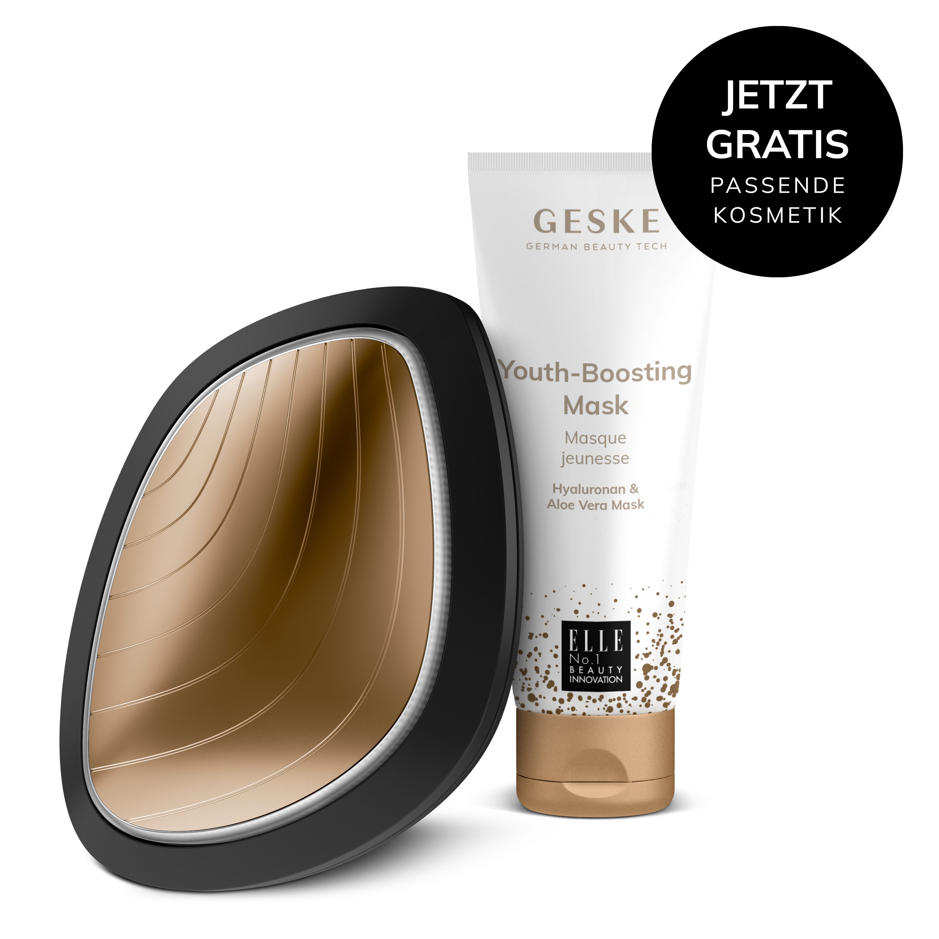 GESKE German Beauty Tech Porenreiniger Sonic Warm & Cool Mask 9 in 1 Farbe: Gray + Gratis Kosmetik, Packung (Gerät & USB-Ladekabel), 2-tlg., Gerät inkl. kostenloser APP (SmartAppGuided Device), Mit der GESKE App erhältst Du deine personalisierte Hautpflegeroutine.