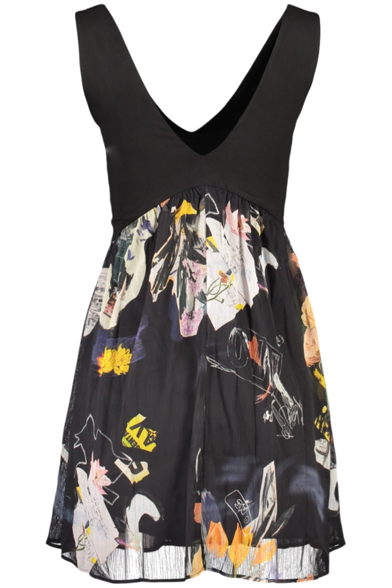 Desigual Partykleid Elegantes Kurzes Schwarz Kleid für Damen mit Collage-Effekt