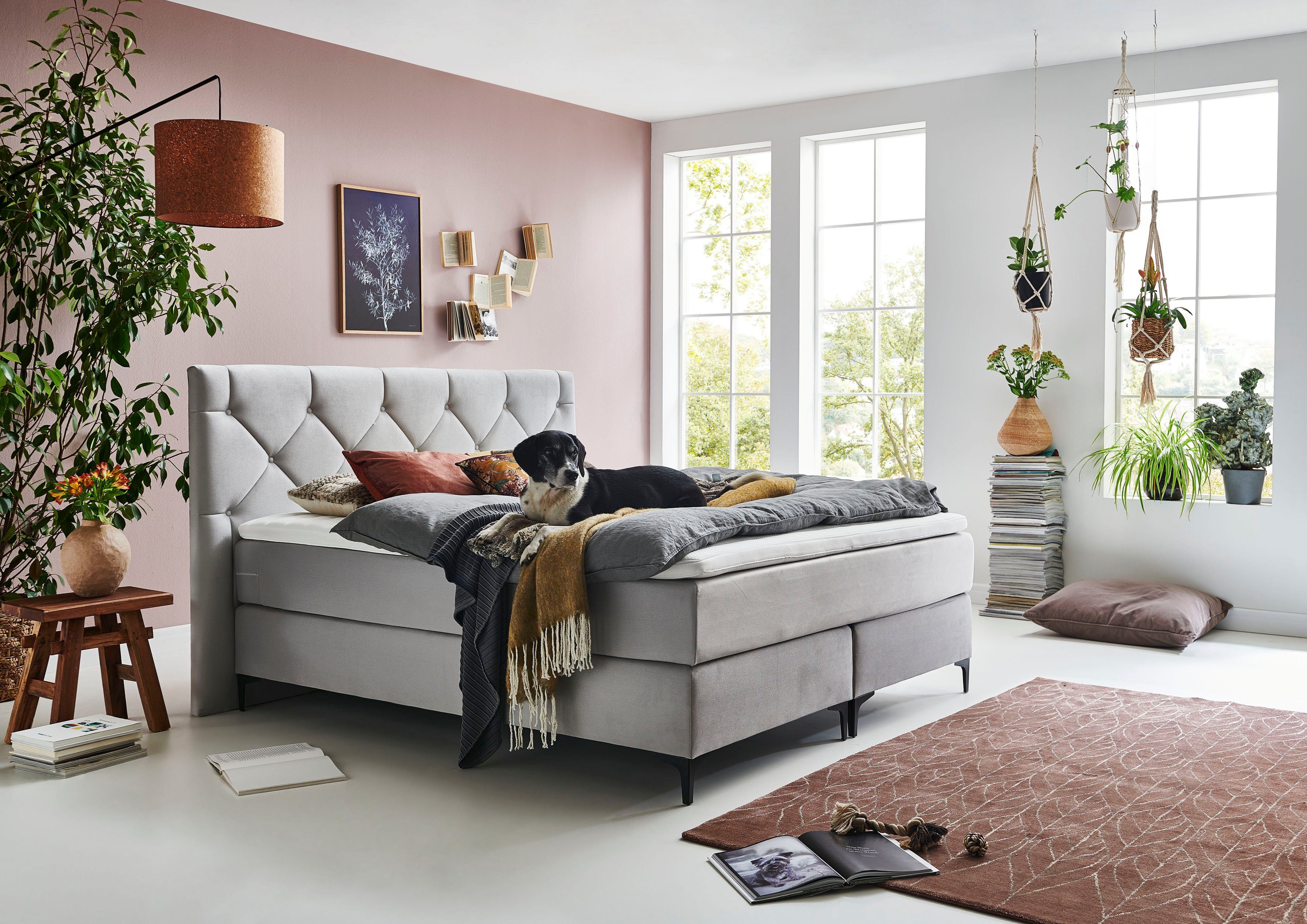 Home affaire Boxspringbett Aiko, 100% vegan, mit tierfreundlichem Bezugssstoff, besonders pflegeleicht