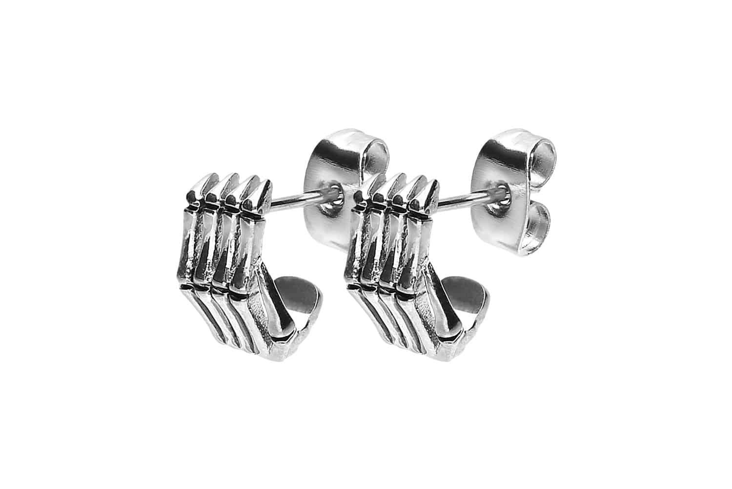 Paar Ohrstecker Chirurgenstahl Ohrstecker SKELETT HAND
