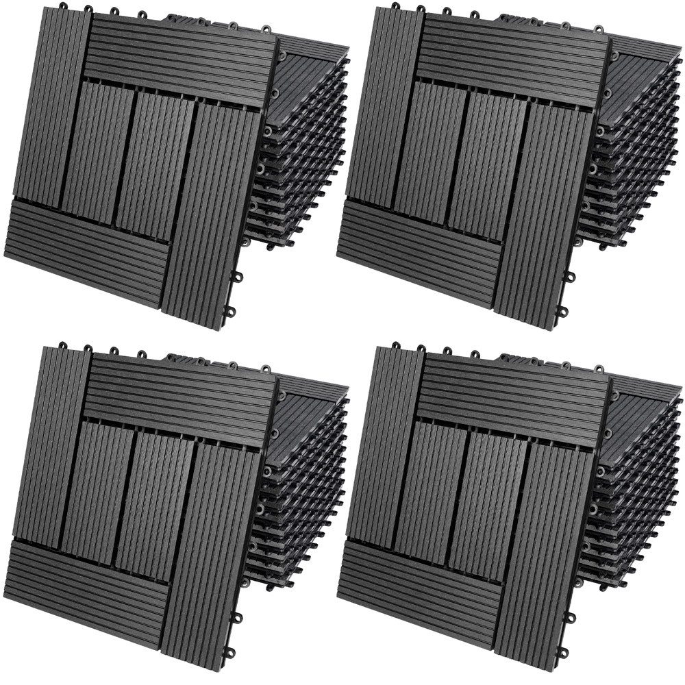 Casaria Holzfliesen 44x Mosaik Anthrazit, Terrassenfliesen günstig online kaufen