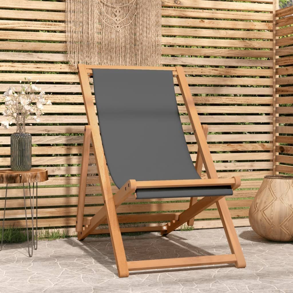 furnicato Klappstuhl Ikonischer Strandstuhl aus Naturholz mit Stoff, 56x105x96 cm, Grau (1 St)