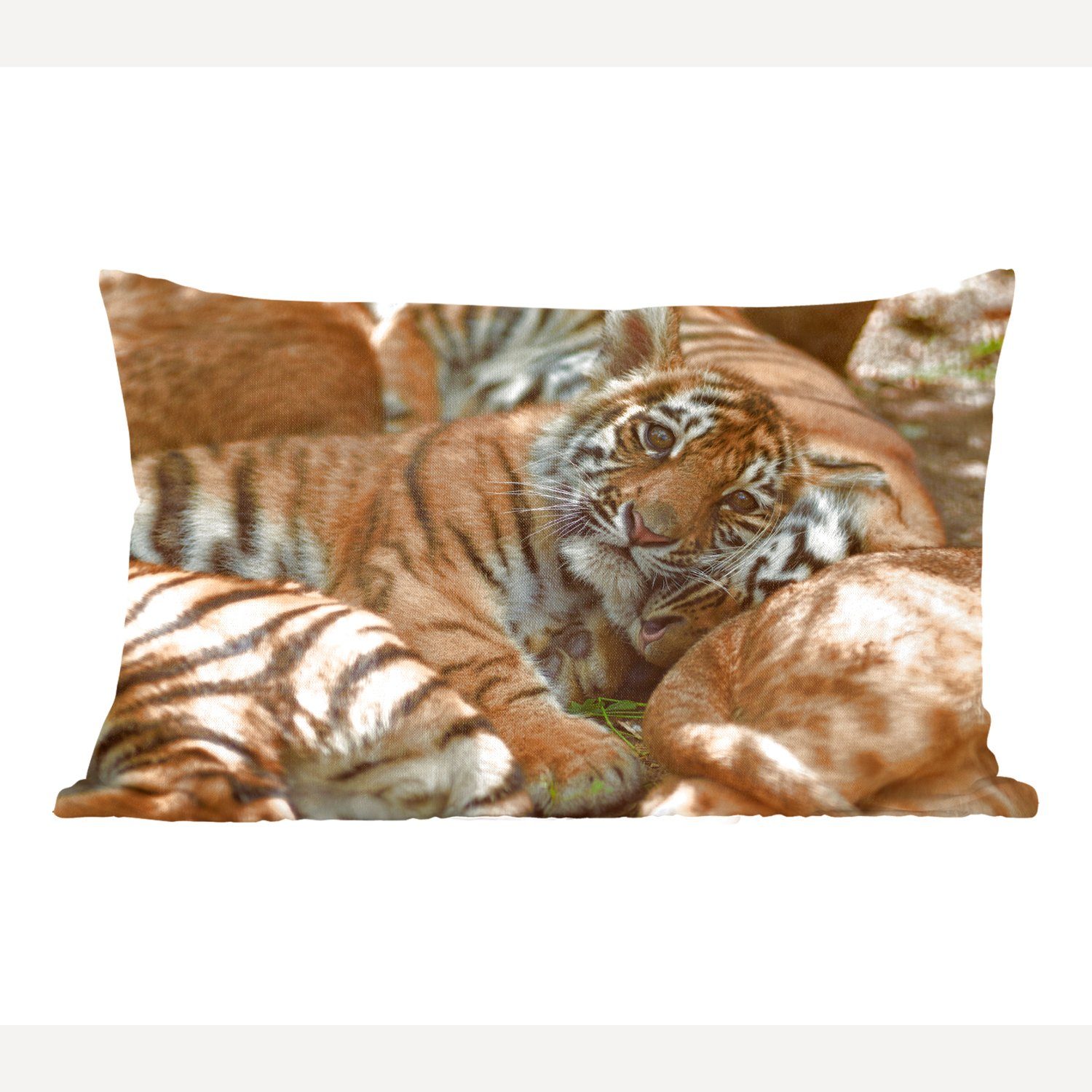 Tiger MuchoWow Junglöwe - Füllung, Dekokissen Dekoration, Zierkissen, Wohzimmer Sonne, mit - Dekokissen Schlafzimmer