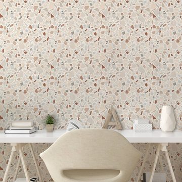 Abakuhaus Vinyltapete selbstklebendes Wohnzimmer Küchenakzent, Abstrakt Terrazo Stil Klassische Kunst