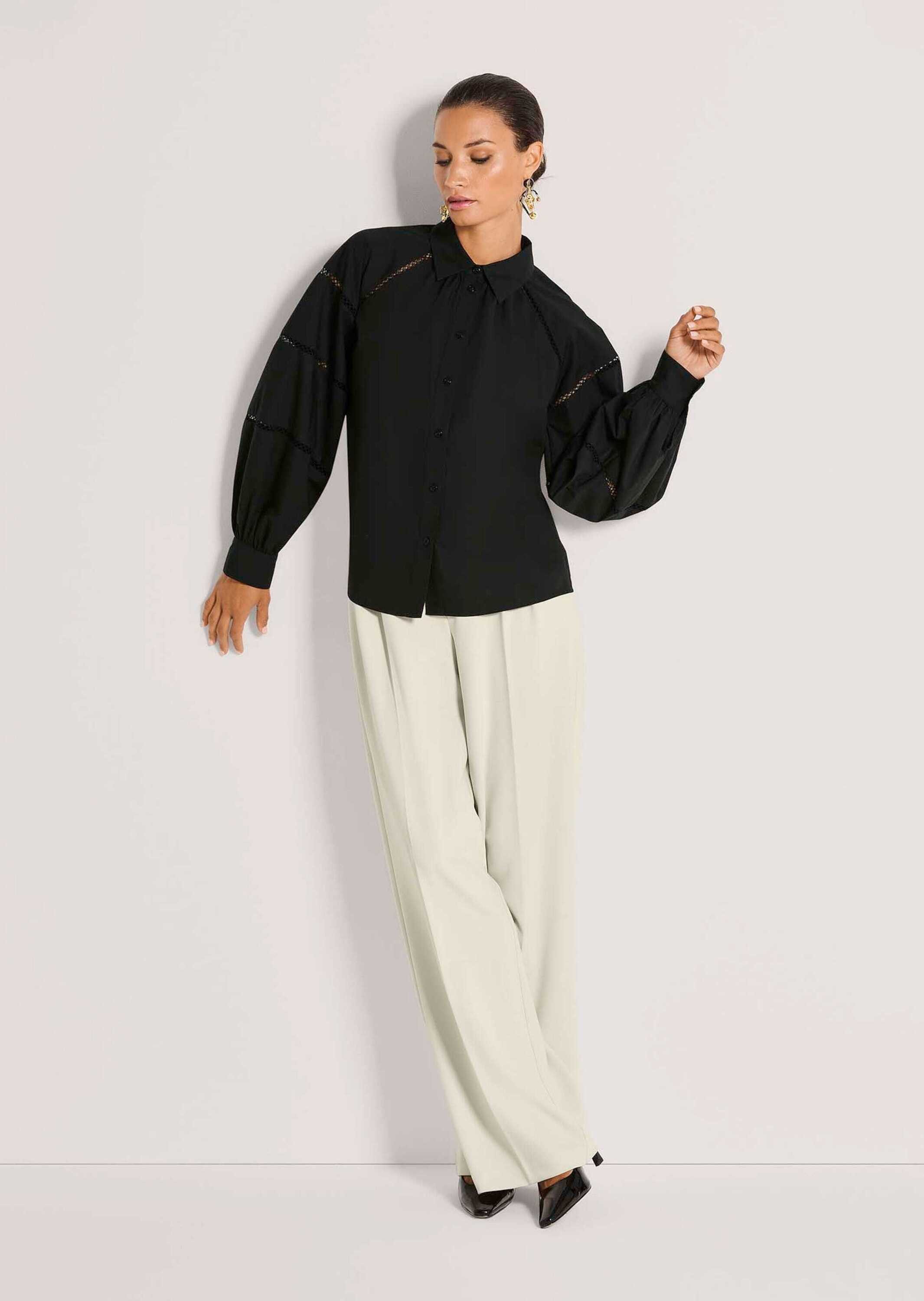 MADELEINE Hemdbluse Baumwollbluse mit Spitzendetails Spitzenbluse mit Hemdk günstig online kaufen