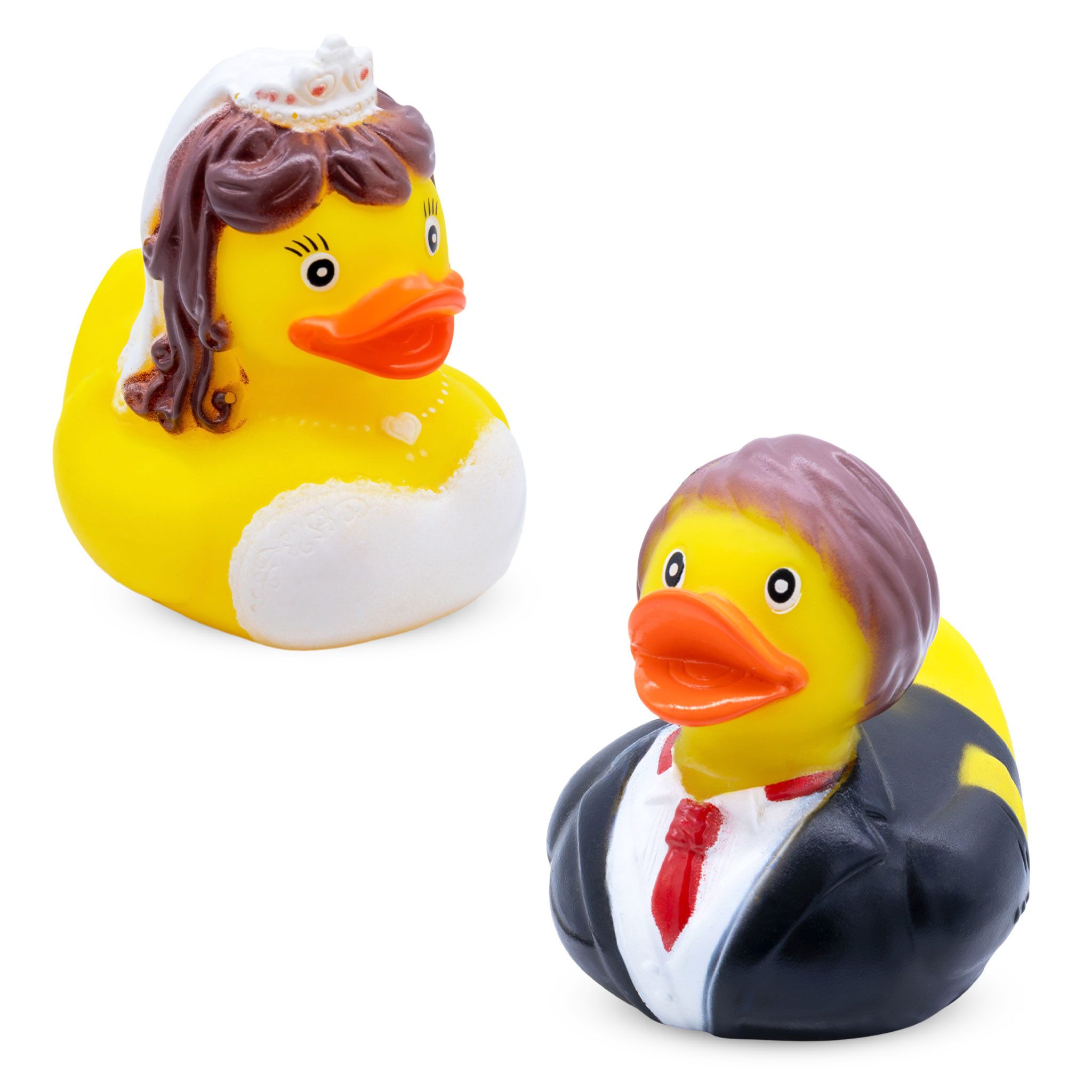 Spetebo Dekofigur Brautpaar Quietscheente für Hochzeitsgeschenk (2er Set, 2 St., 2 Enten), 1x Braut und 1x Bräutigam
