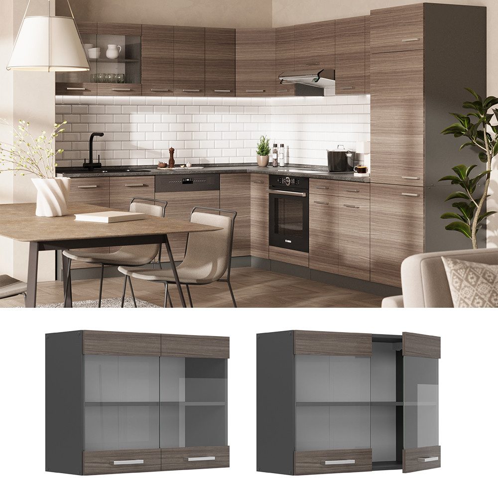 Vicco Glashängeschrank R-Line, Edelgrau/Anthrazit, 80 cm günstig online kaufen