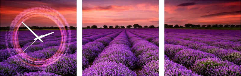 Conni Oberkircher´s Bild mit Uhr »Purple - Lavendelfeld II«, Natur (Set), mit dekorativer Uhr, Landschaft, Panorama, Entspannung