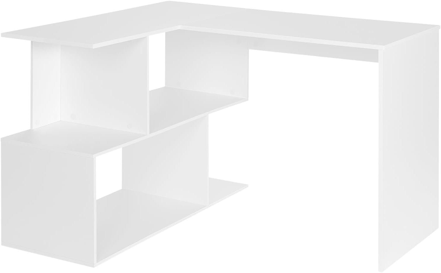 Woltu (1-St), Eckschreibtisch mit aus MDF Schreibtisch | Weiß Ablagen Computertisch Weiß
