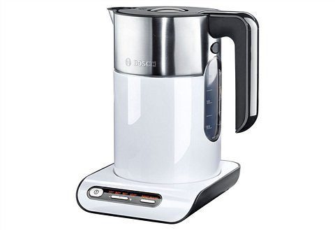 BOSCH Wasserkocher TWK8611P, Abschaltautomatik, Überhitzungsschutz, Temperaturwahl, 1,5 l, 2400 W, Warmhaltefunktion, weiß