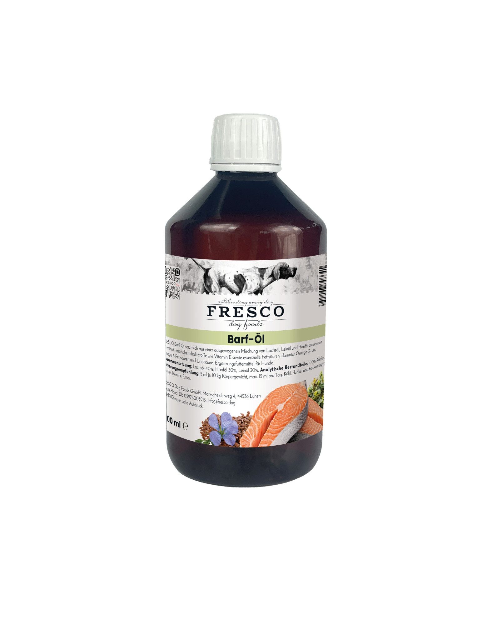 Fresco Dog Barf Öl für Hunde, Mix aus Lachsöl, Hanföl & Leinöl, BARF für: Hunde, Gesund & vitaminreich